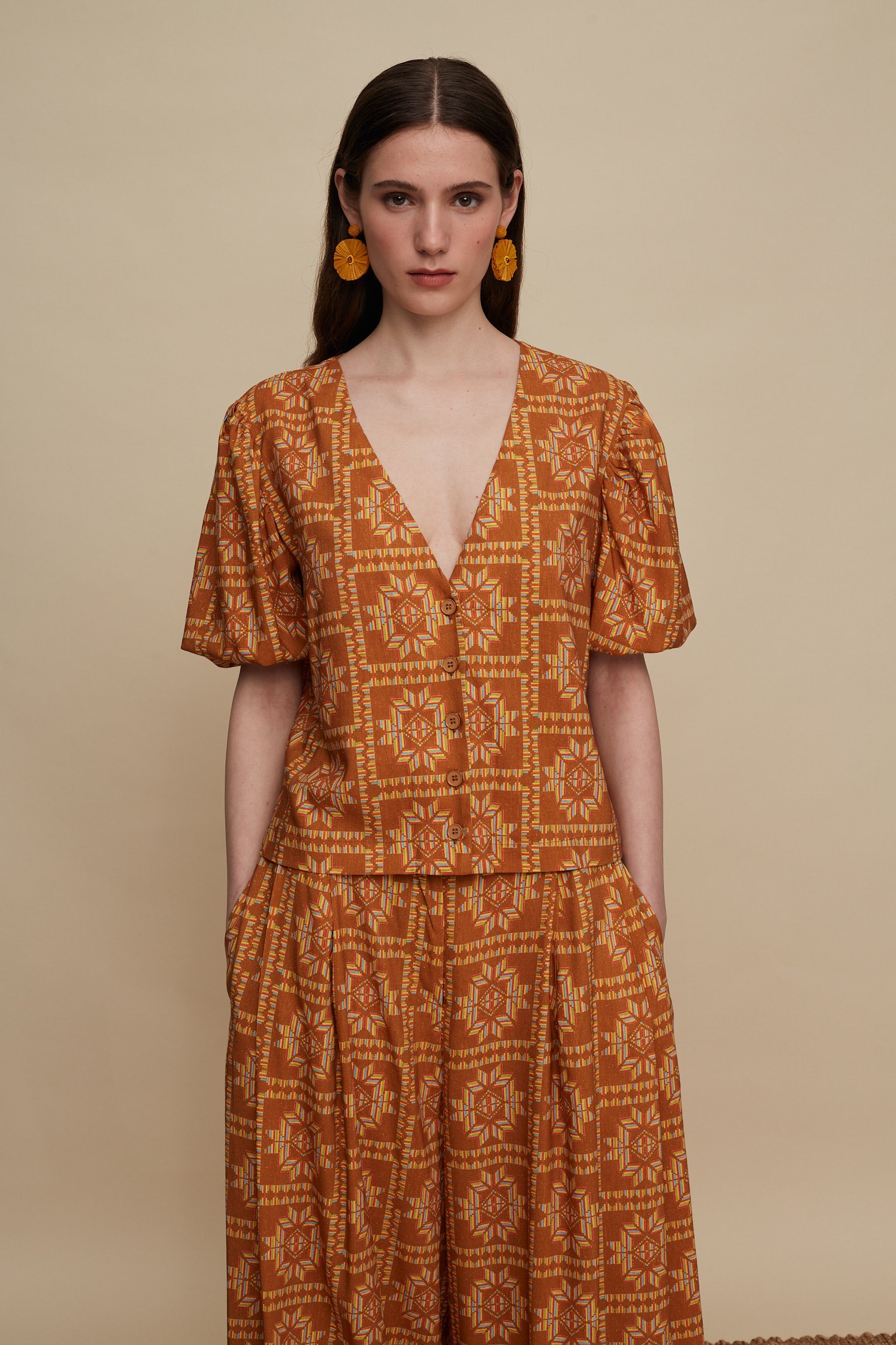 KASTELI SHIRT (VOURIA BROWN PRINT)