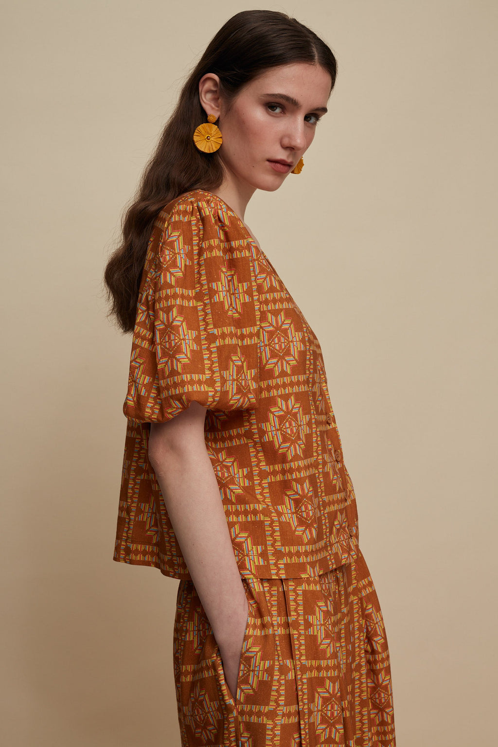 KASTELI SHIRT (VOURIA BROWN PRINT)