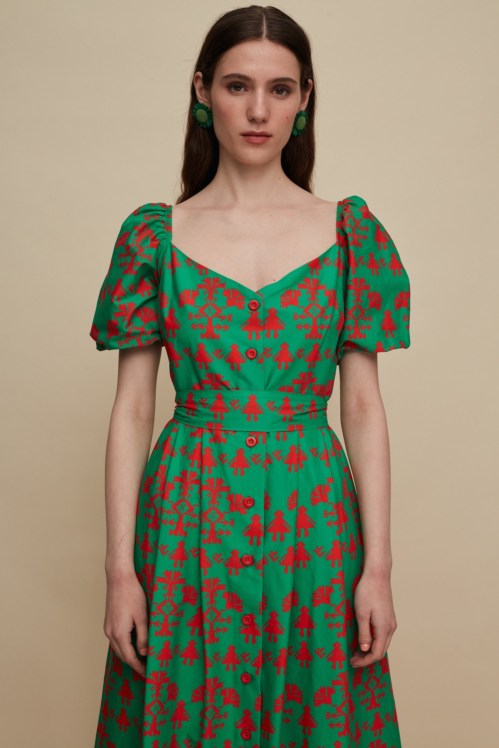 HERAKLEIO MAXI DRESS (PANDA GREEN PRINT)