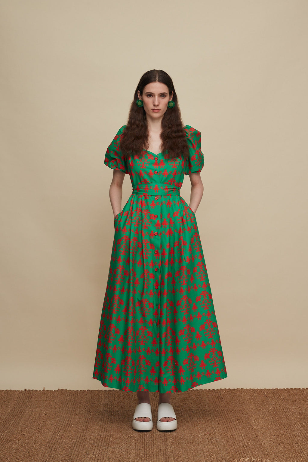 HERAKLEIO MAXI DRESS (PANDA GREEN PRINT)
