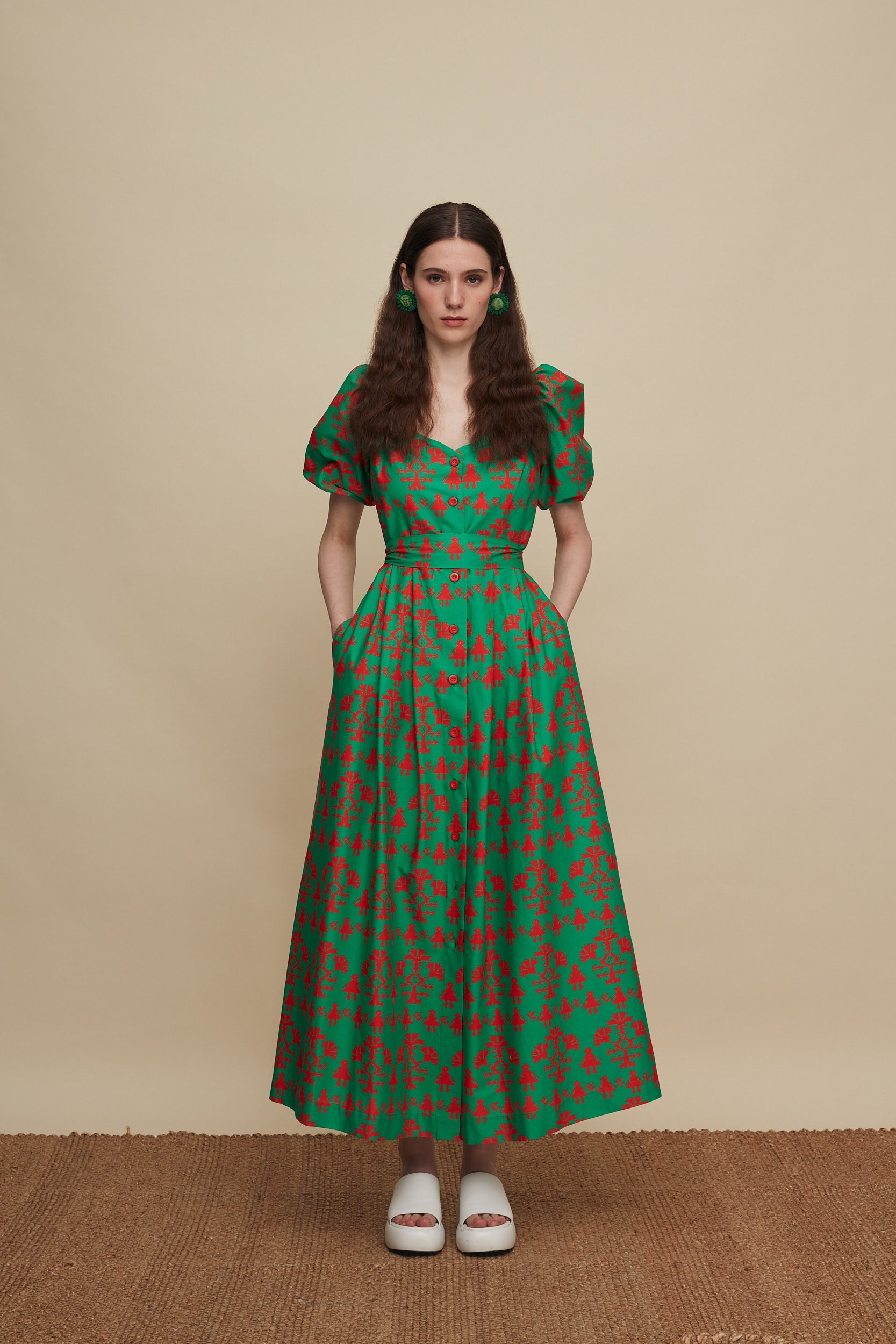 HERAKLEIO MAXI DRESS (PANDA GREEN PRINT)
