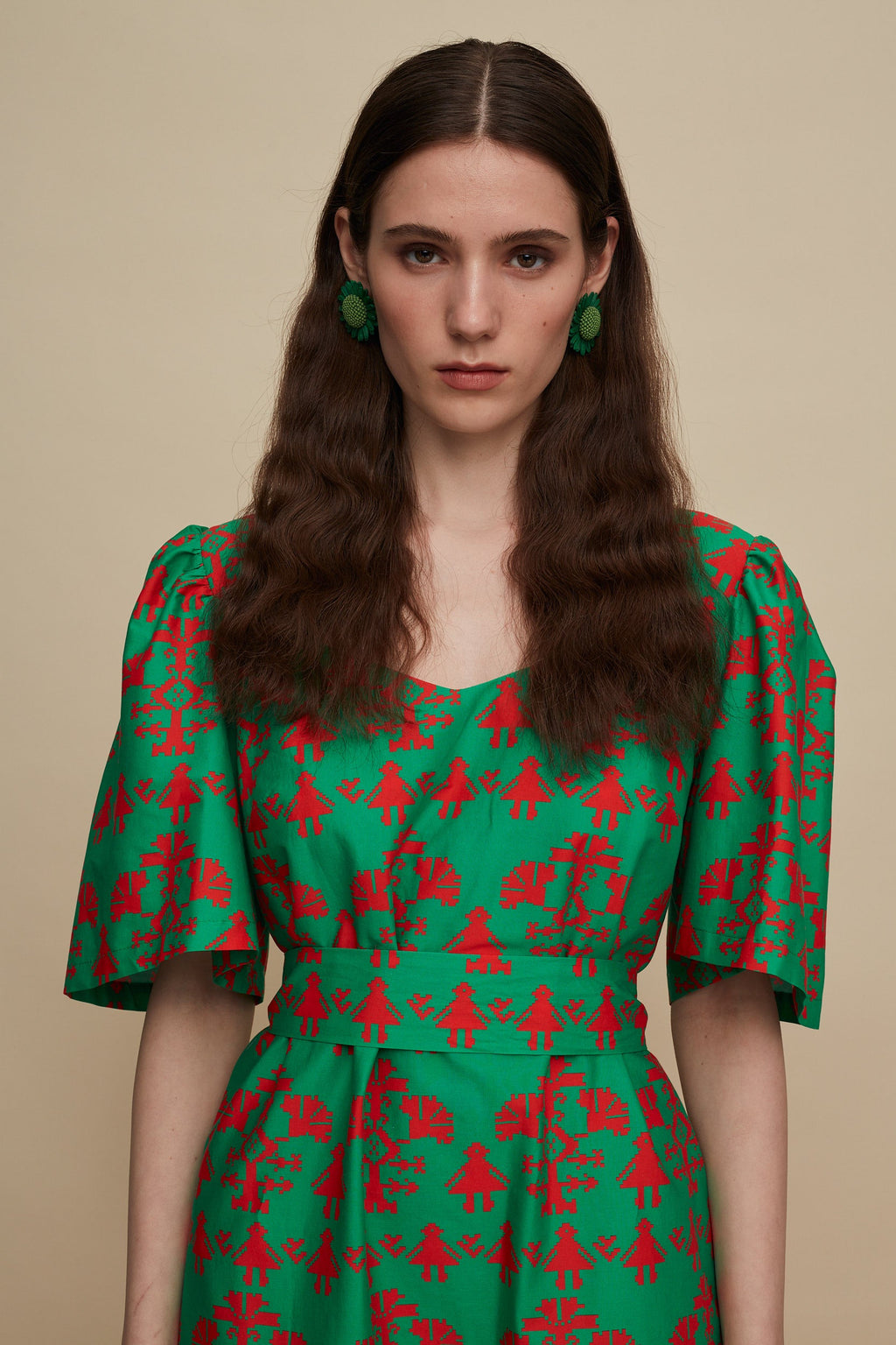 SITIA MINI DRESS (PANDA GREEN PRINT)