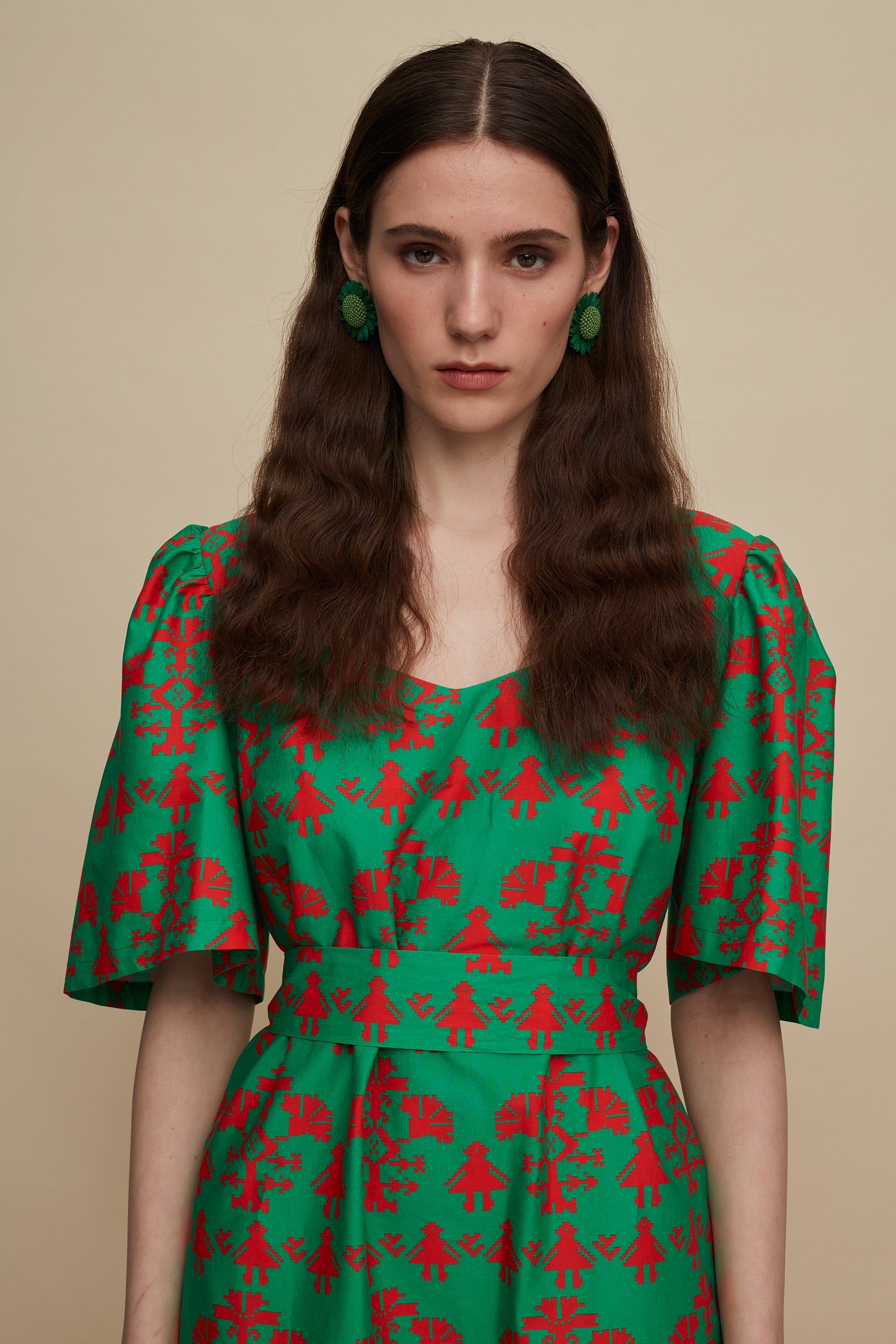 SITIA MINI DRESS (PANDA GREEN PRINT)