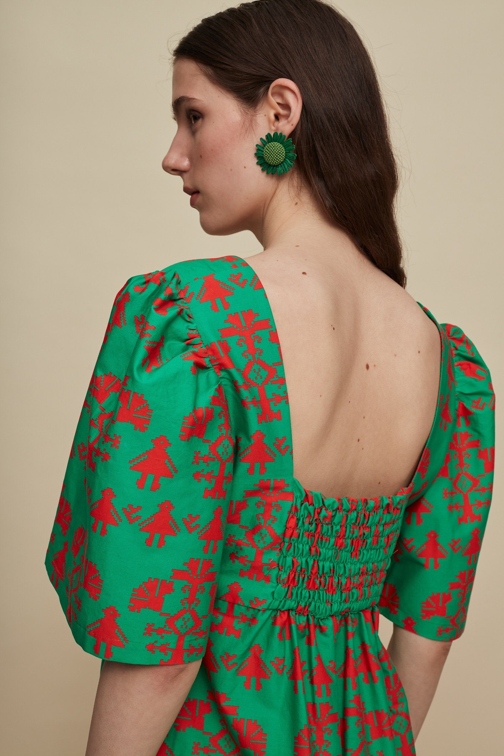 SITIA MINI DRESS (PANDA GREEN PRINT)