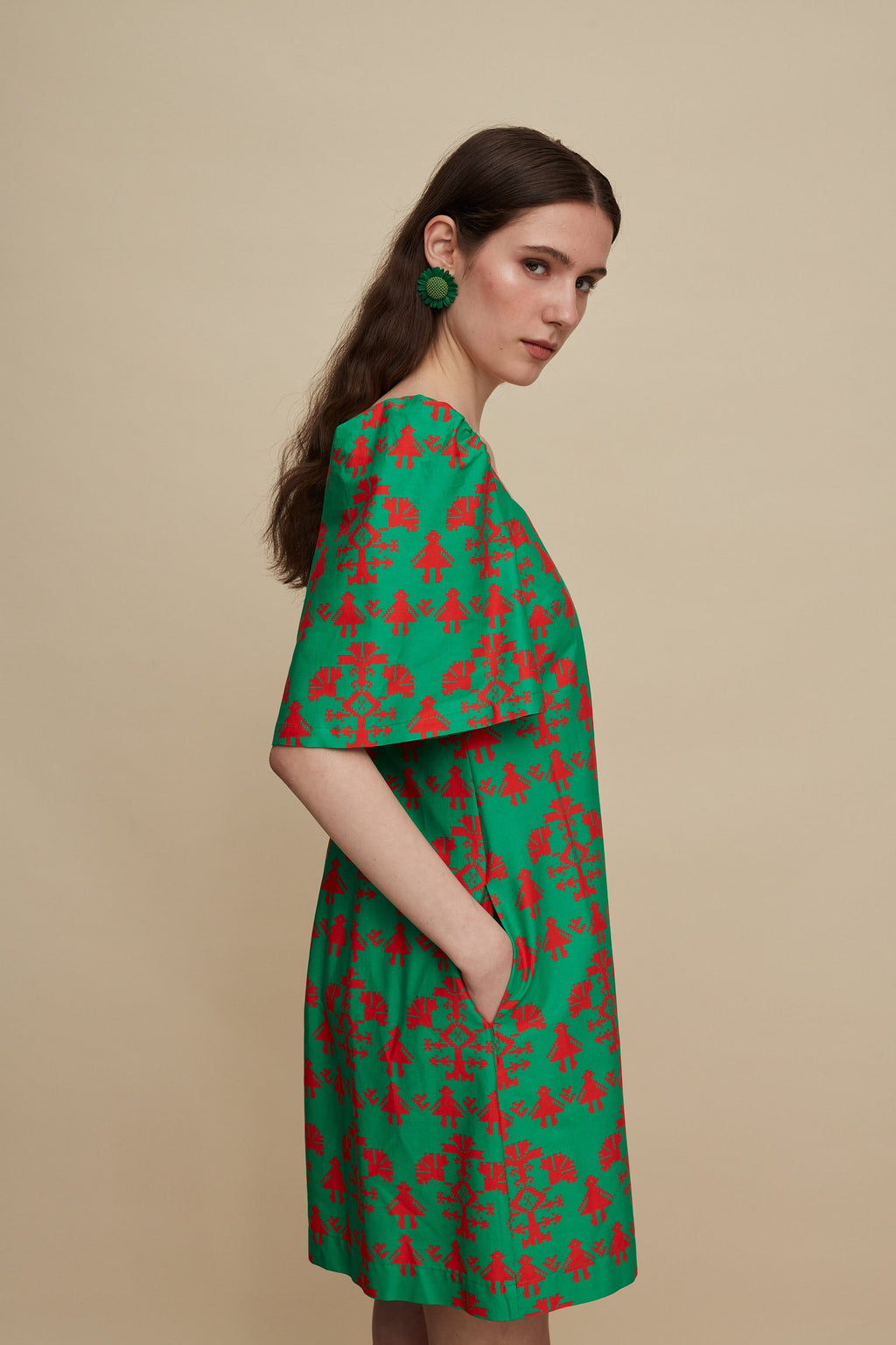 SITIA MINI DRESS (PANDA GREEN PRINT)