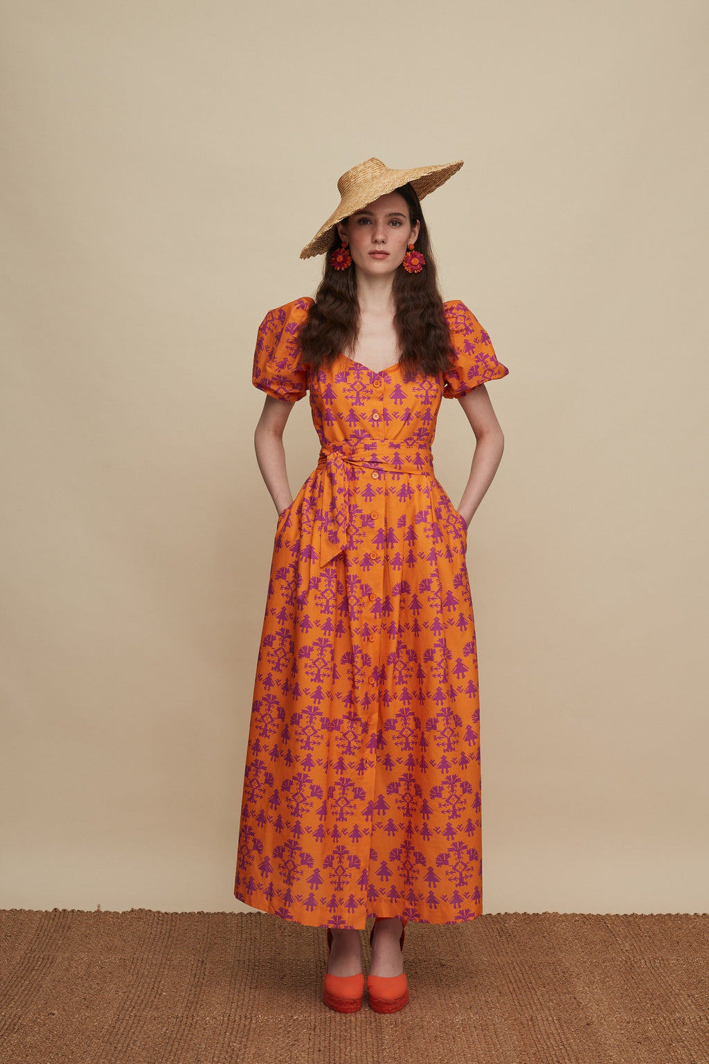 HERAKLEIO MAXI DRESS (PANDA ORANGE PRINT)