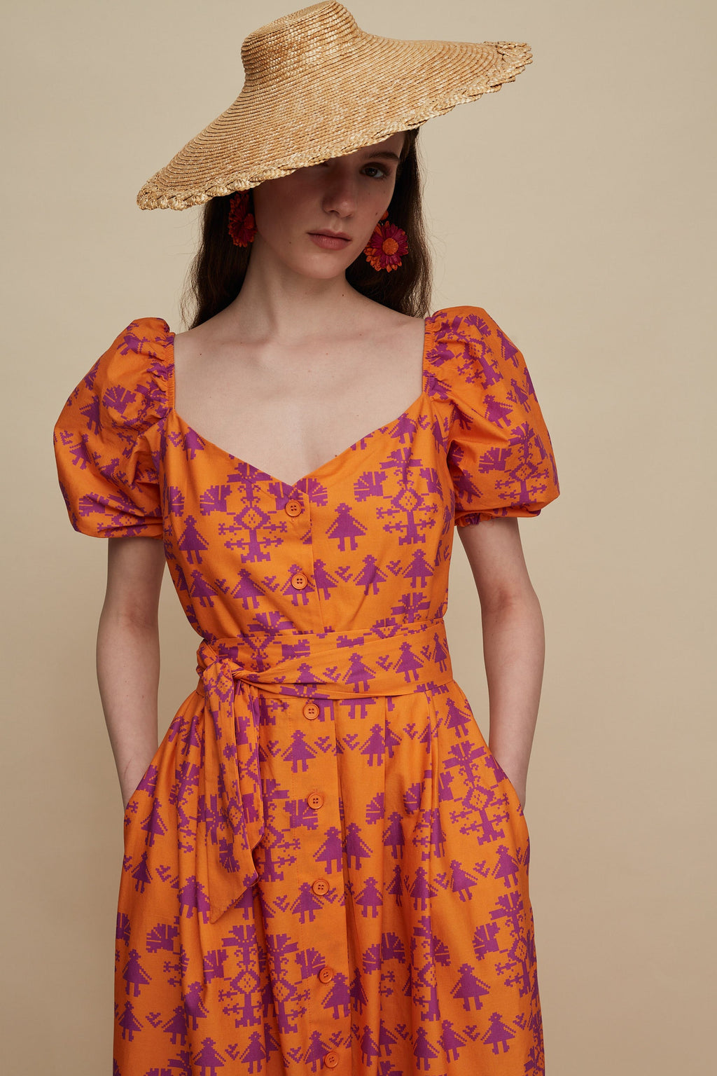HERAKLEIO MAXI DRESS (PANDA ORANGE PRINT)