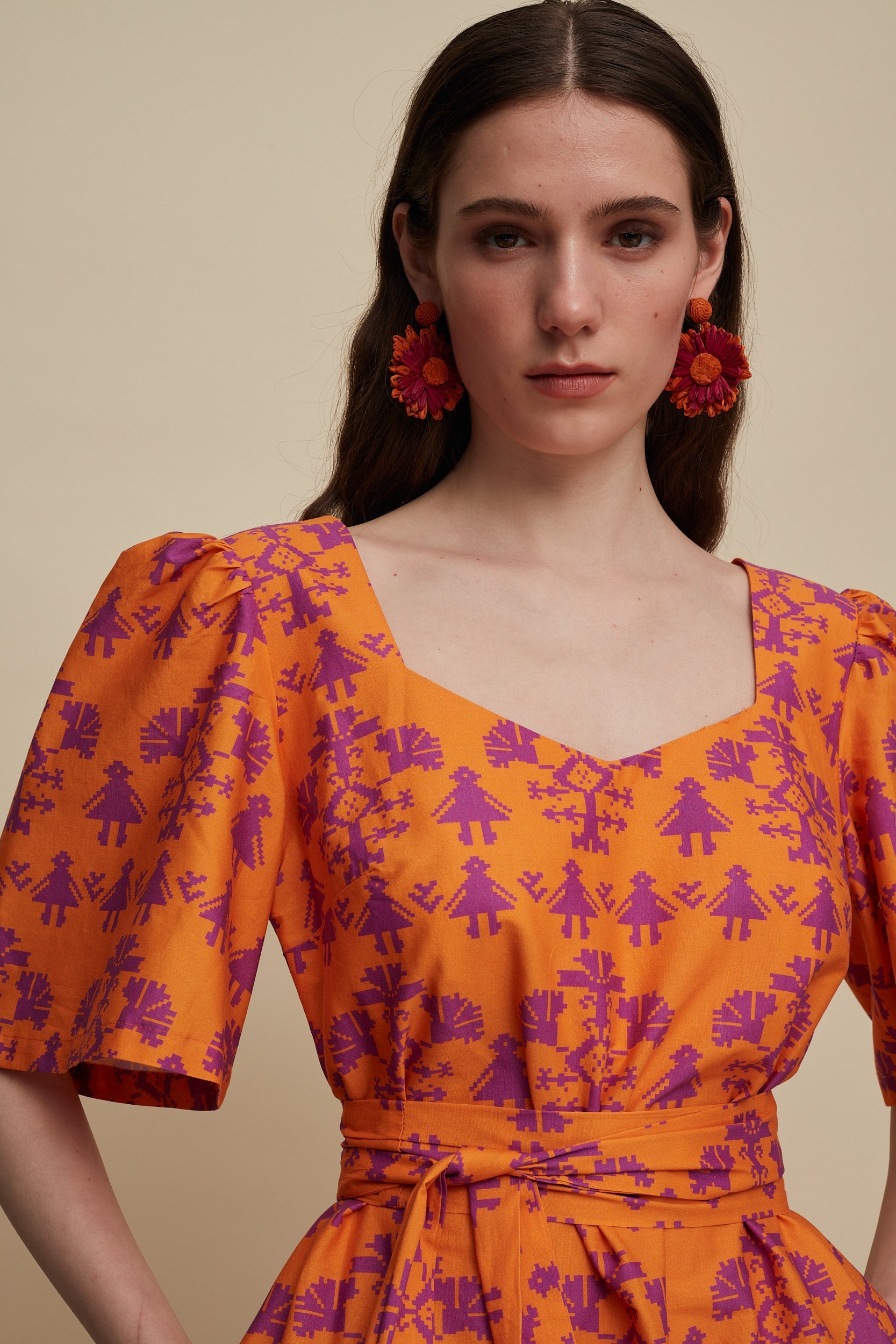 SITIA MINI DRESS (PANDA ORANGE PRINT)