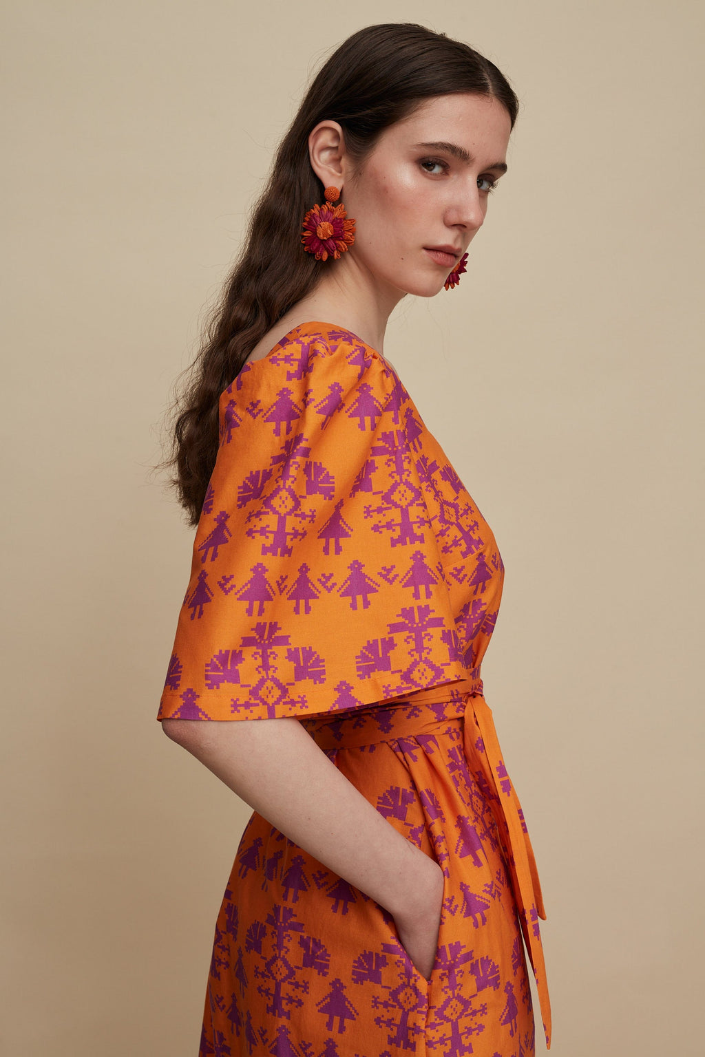 SITIA MINI DRESS (PANDA ORANGE PRINT)