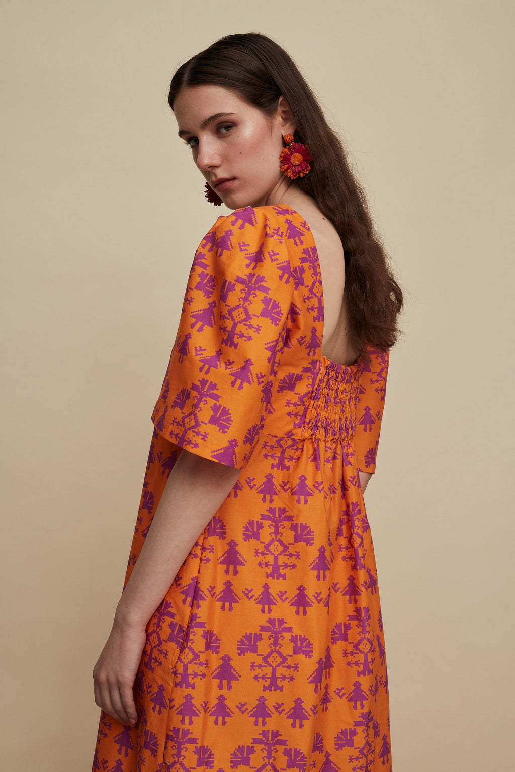 SITIA MINI DRESS (PANDA ORANGE PRINT)