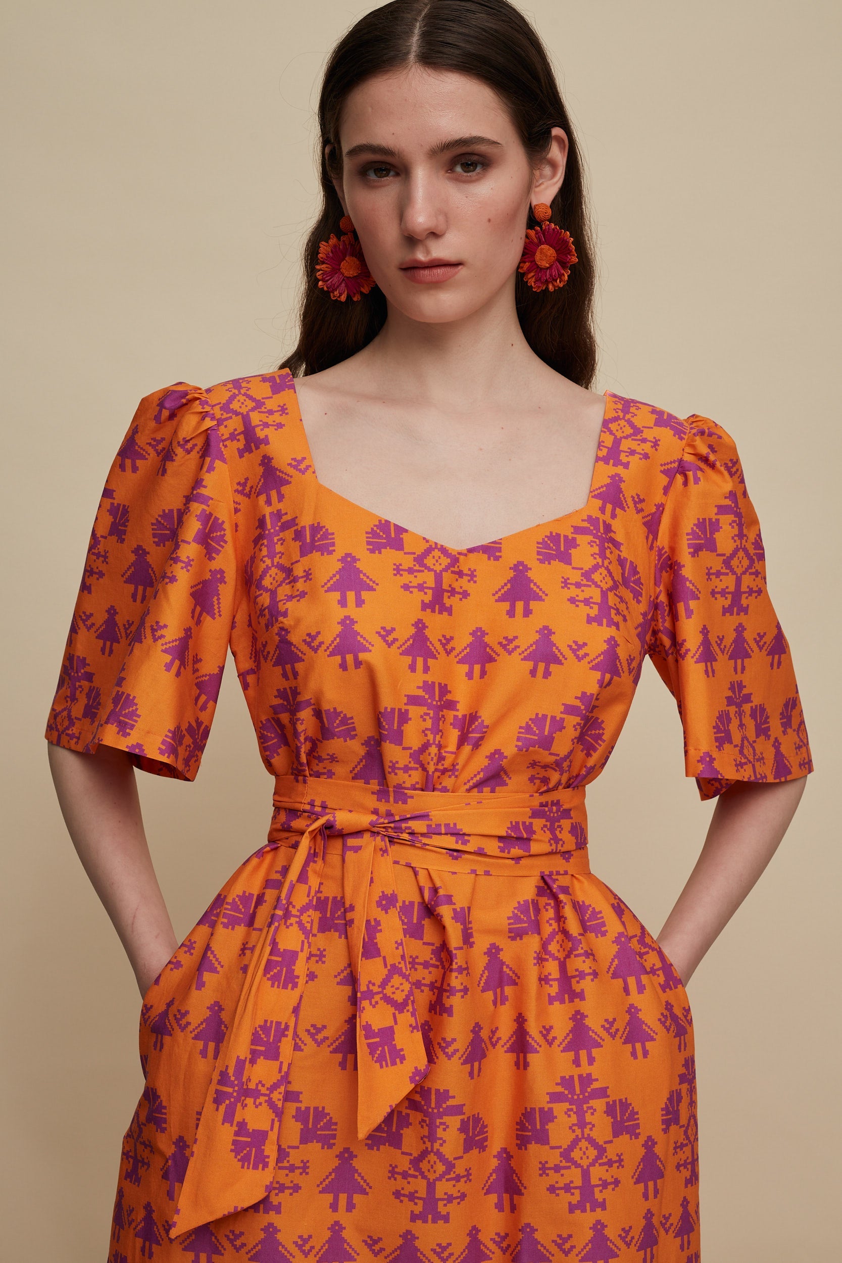 SITIA MINI DRESS (PANDA ORANGE PRINT)