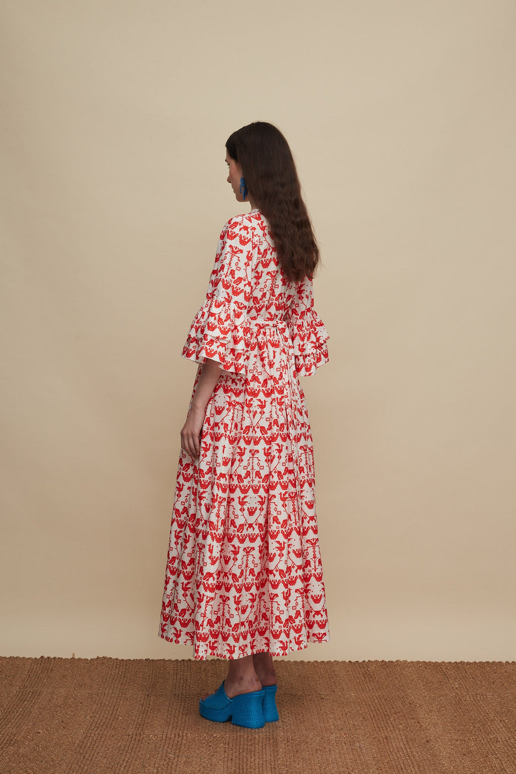 CHANIA MAXI DRESS (BIRDS COMPLEX PRINT)