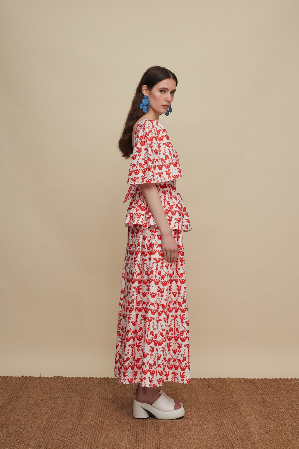 AMNISOS MAXI SKIRT (BIRDS COMPLEX PRINT)