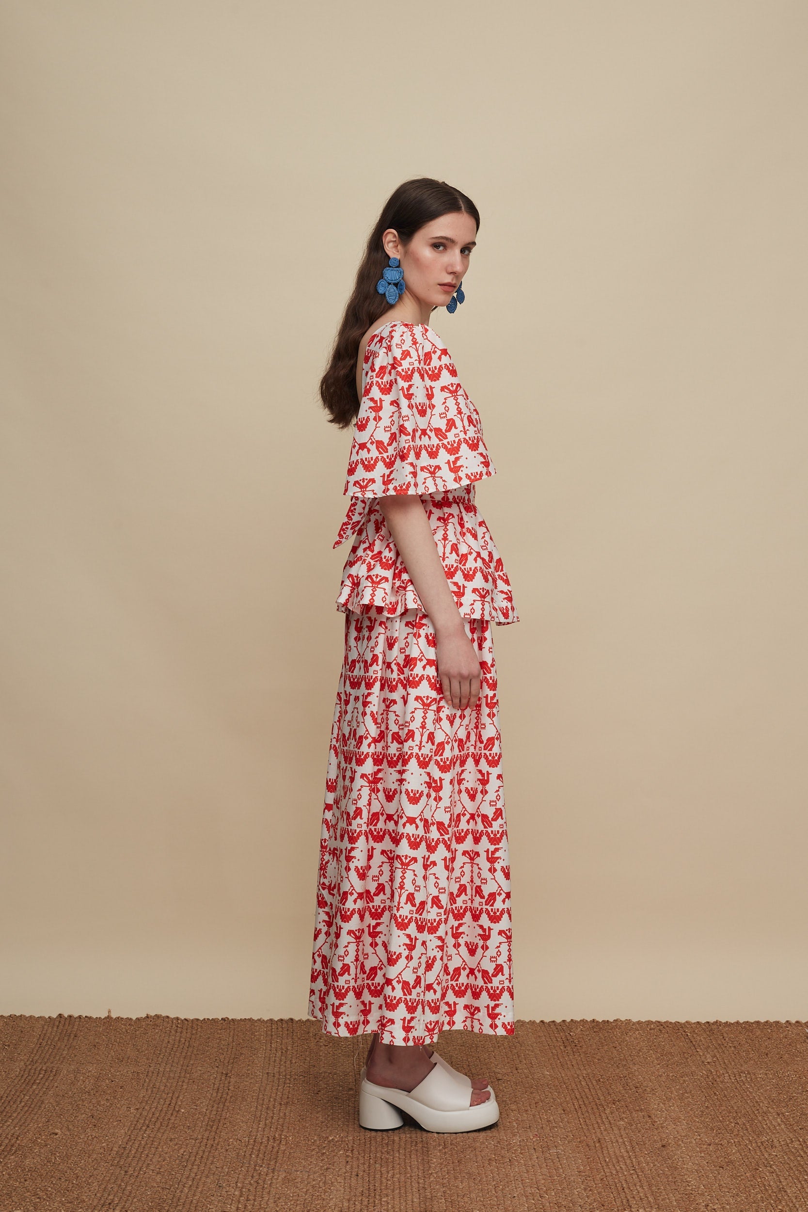 AMNISOS MAXI SKIRT (BIRDS COMPLEX PRINT)