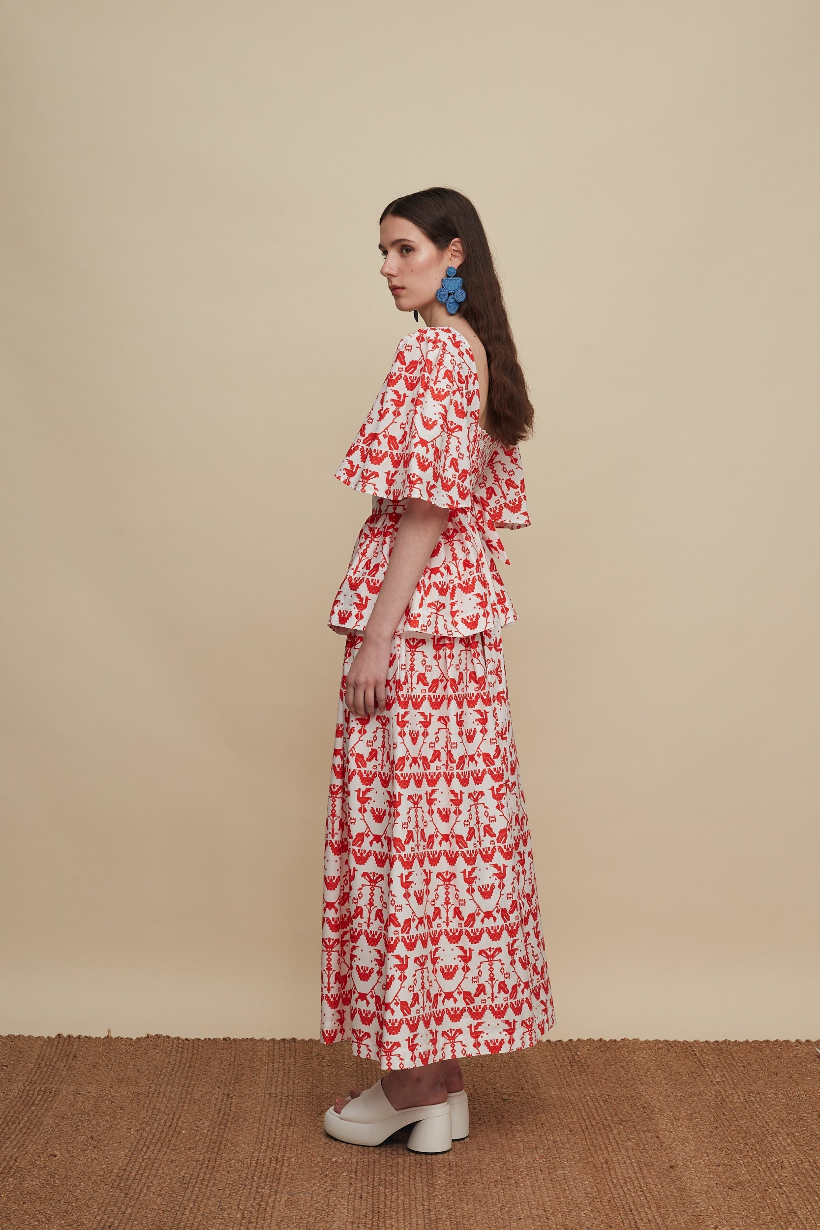 AMNISOS MAXI SKIRT (BIRDS COMPLEX PRINT)