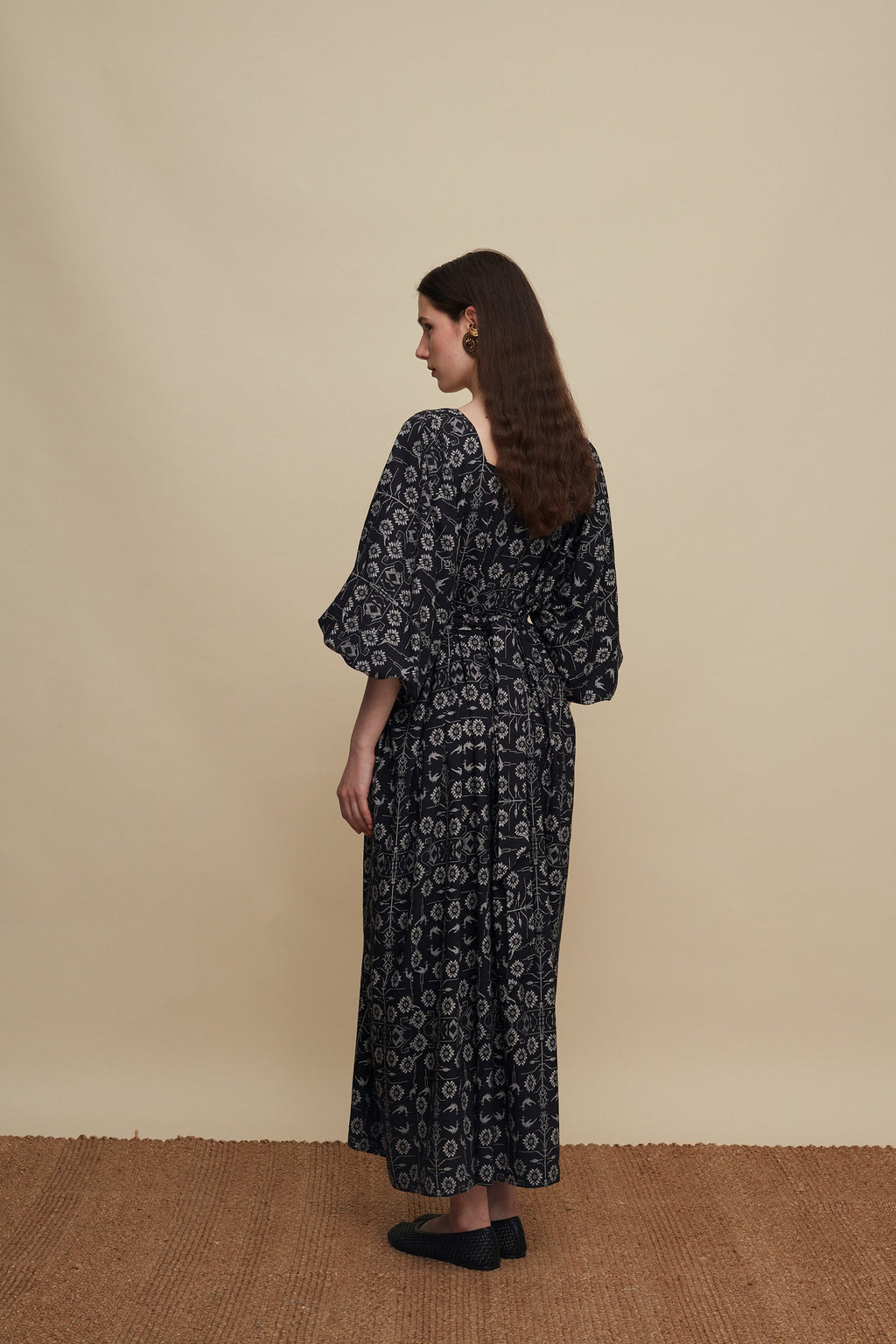 RETHYMNO MAXI DRESS (TREE OF LIFE B/W PRINT)