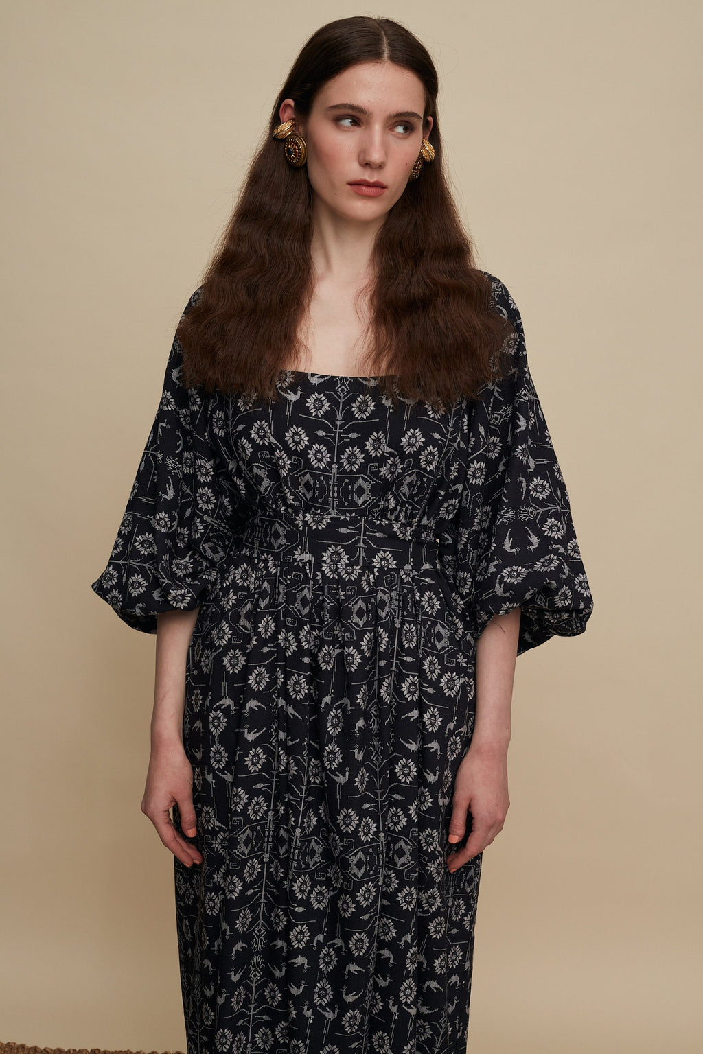 RETHYMNO MAXI DRESS (TREE OF LIFE B/W PRINT)