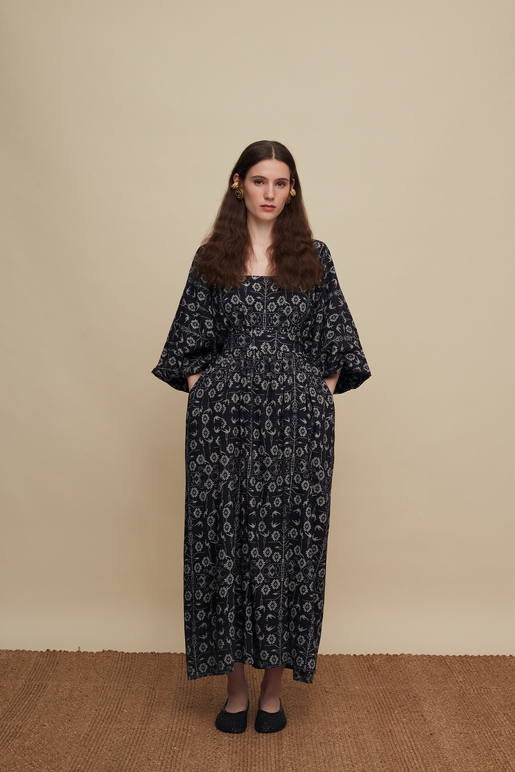 RETHYMNO MAXI DRESS (TREE OF LIFE B/W PRINT)