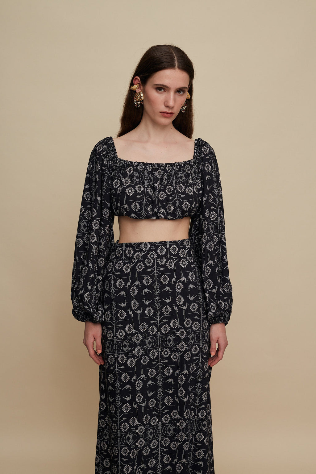 ANOGIA SKIRT (TREE OF LIFE B/W PRINT)