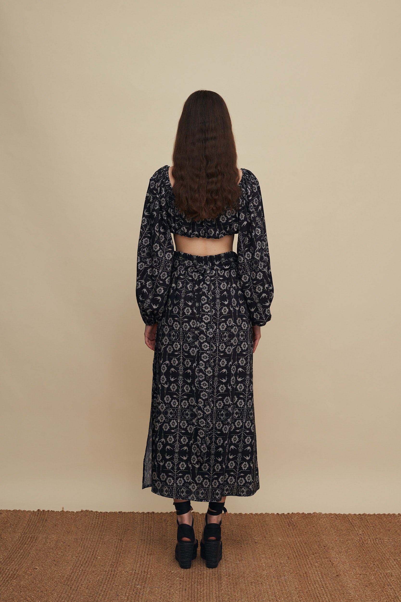 ANOGIA SKIRT (TREE OF LIFE B/W PRINT)