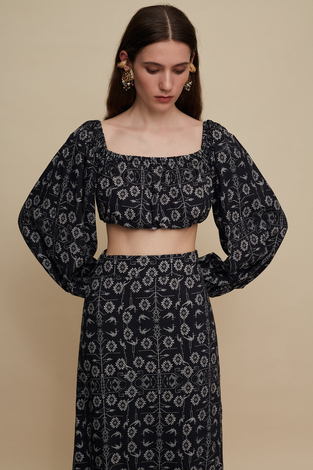 CRETA CROP TOP (TREE OF LIFE B/W PRINT)