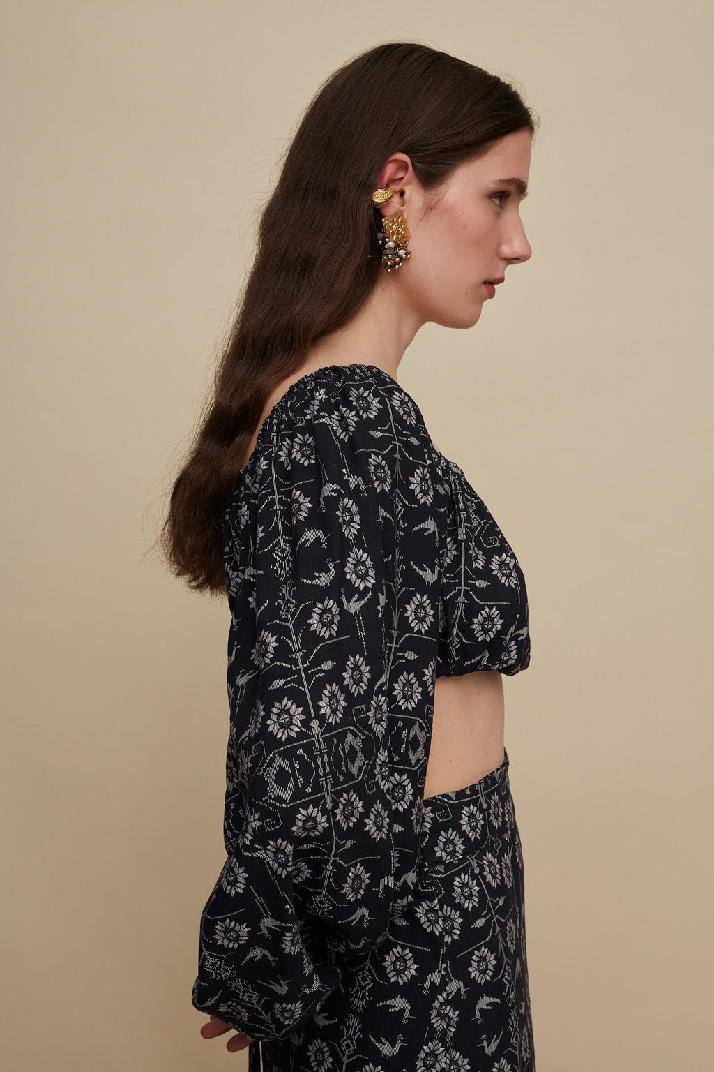 CRETA CROP TOP (TREE OF LIFE B/W PRINT)