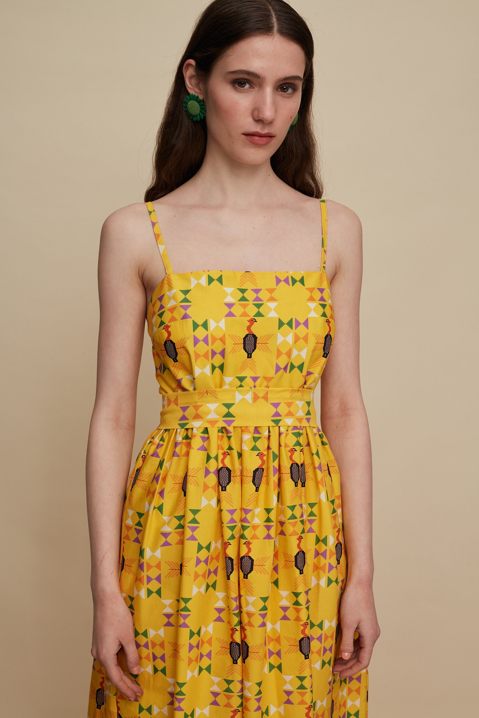 ZAROS MAXI DRESS (FOLK BIRD PRINT)