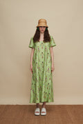 SFAKIA MAXI DRESS (VIVID GREEN BIRD PRINT)