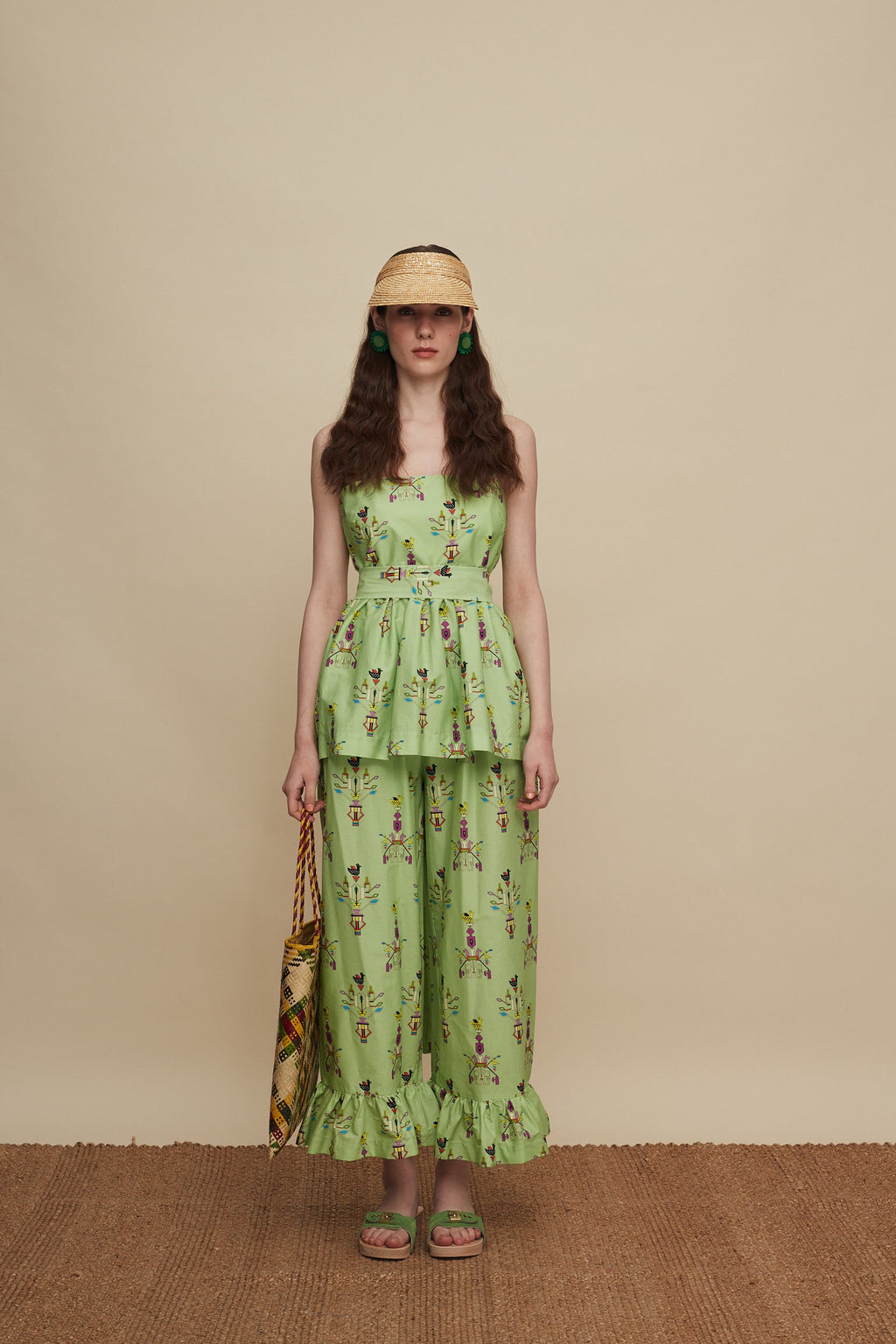 KISSAMOS TOP (VIVID GREEN BIRD PRINT)