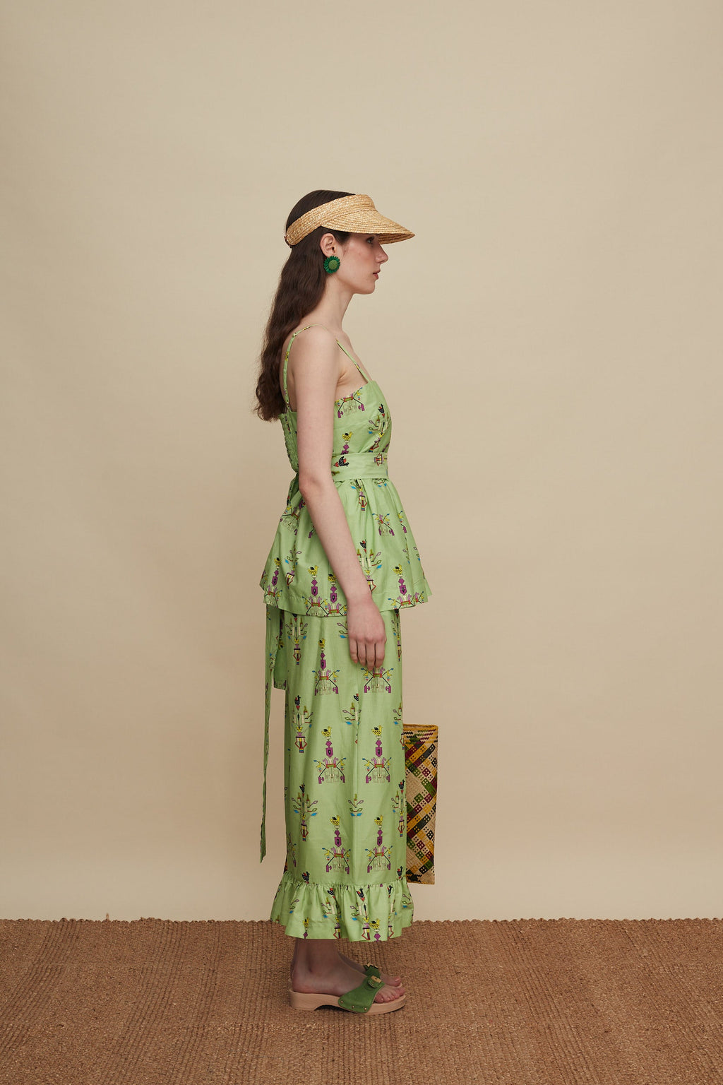 MOURNIA PANTS (VIVID GREEN BIRD PRINT)