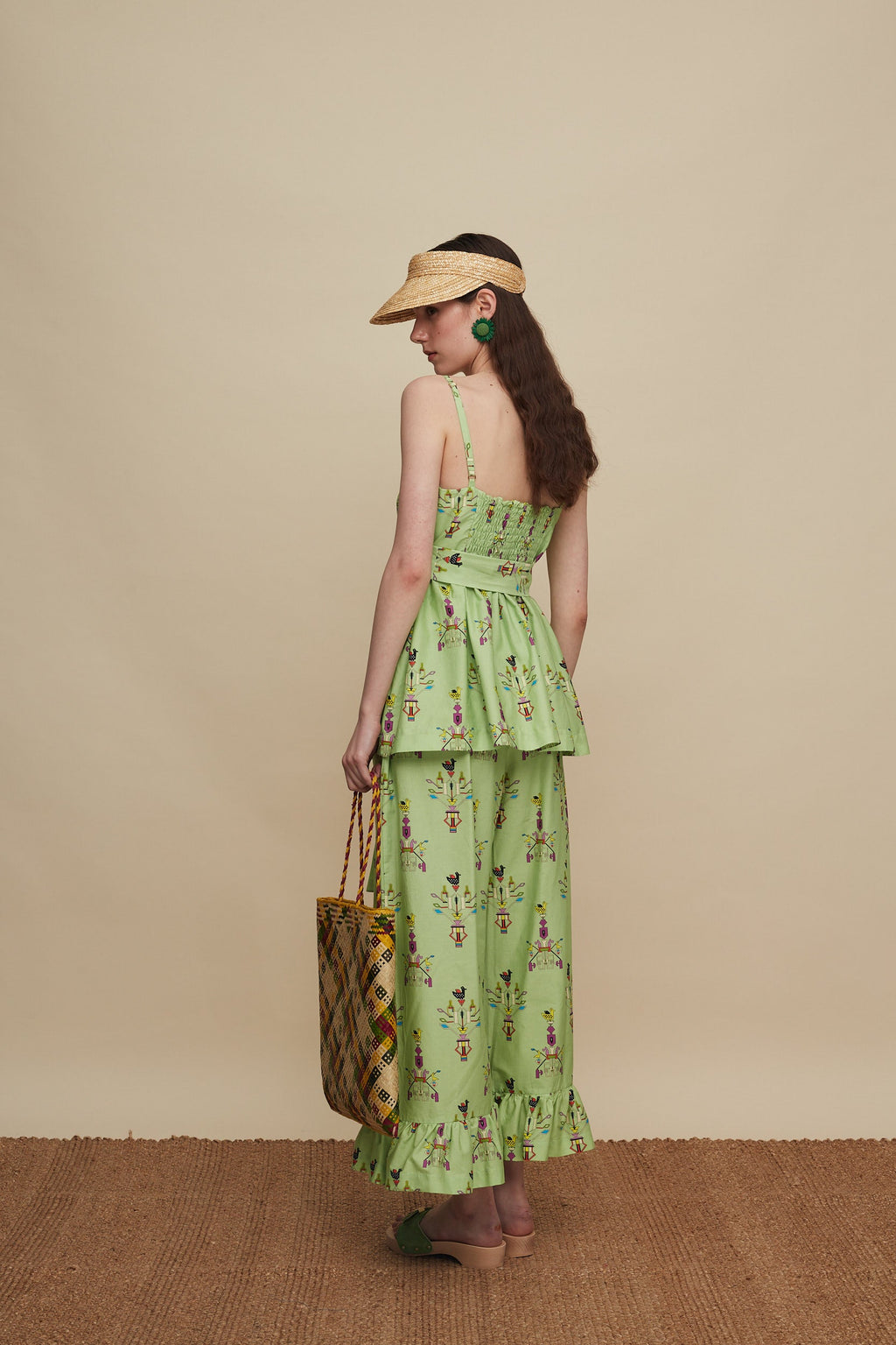 MOURNIA PANTS (VIVID GREEN BIRD PRINT)