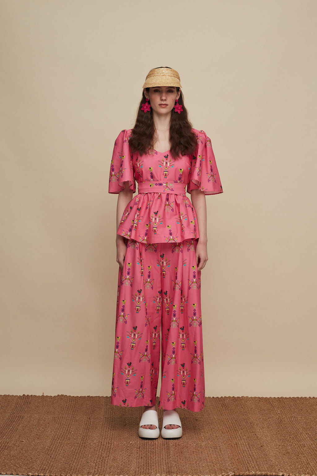 PYRGOS TOP (VIVID PINK BIRD PRINT)