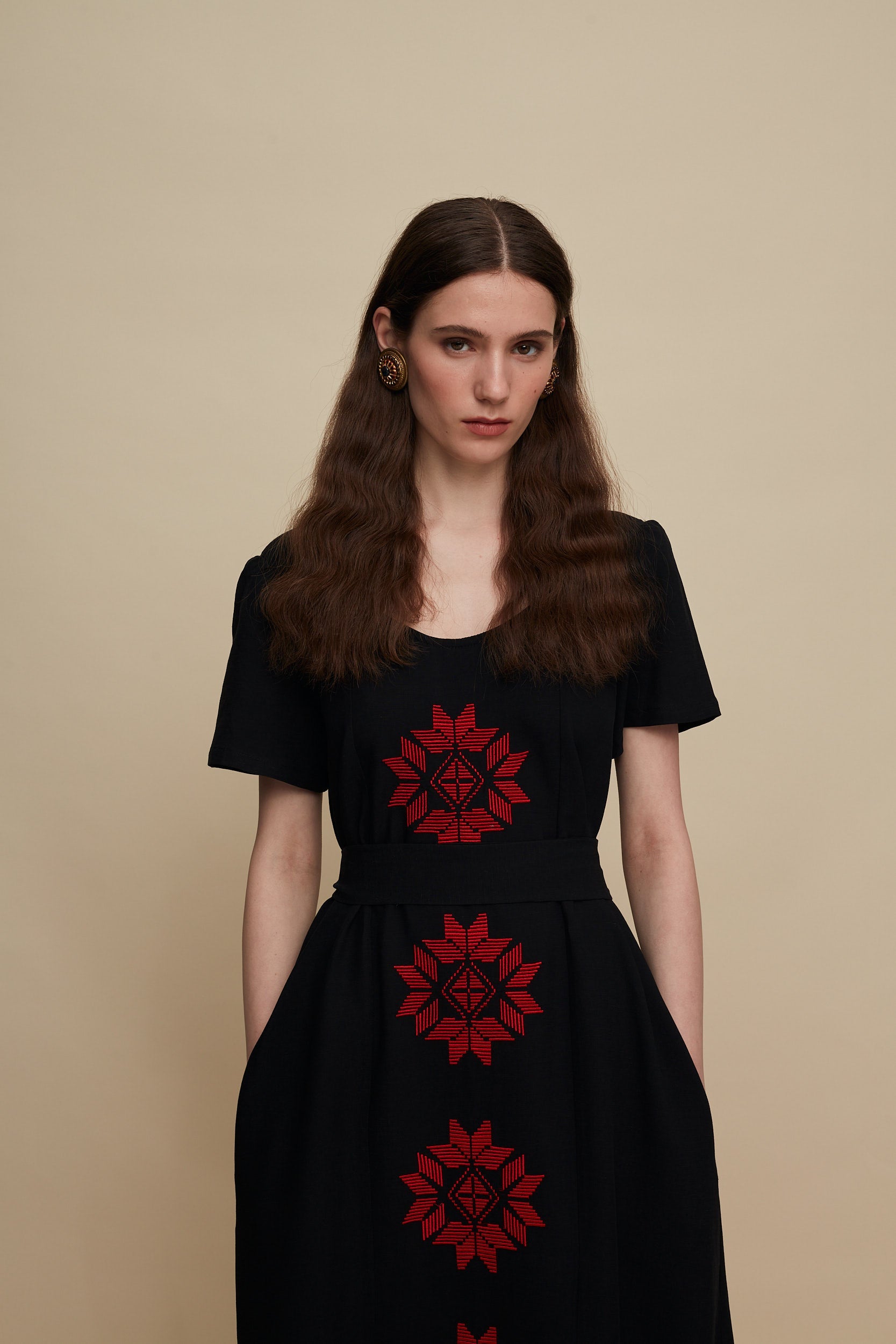 MALEVIZION MAXI DRESS (BLACK EMBROIDERED)