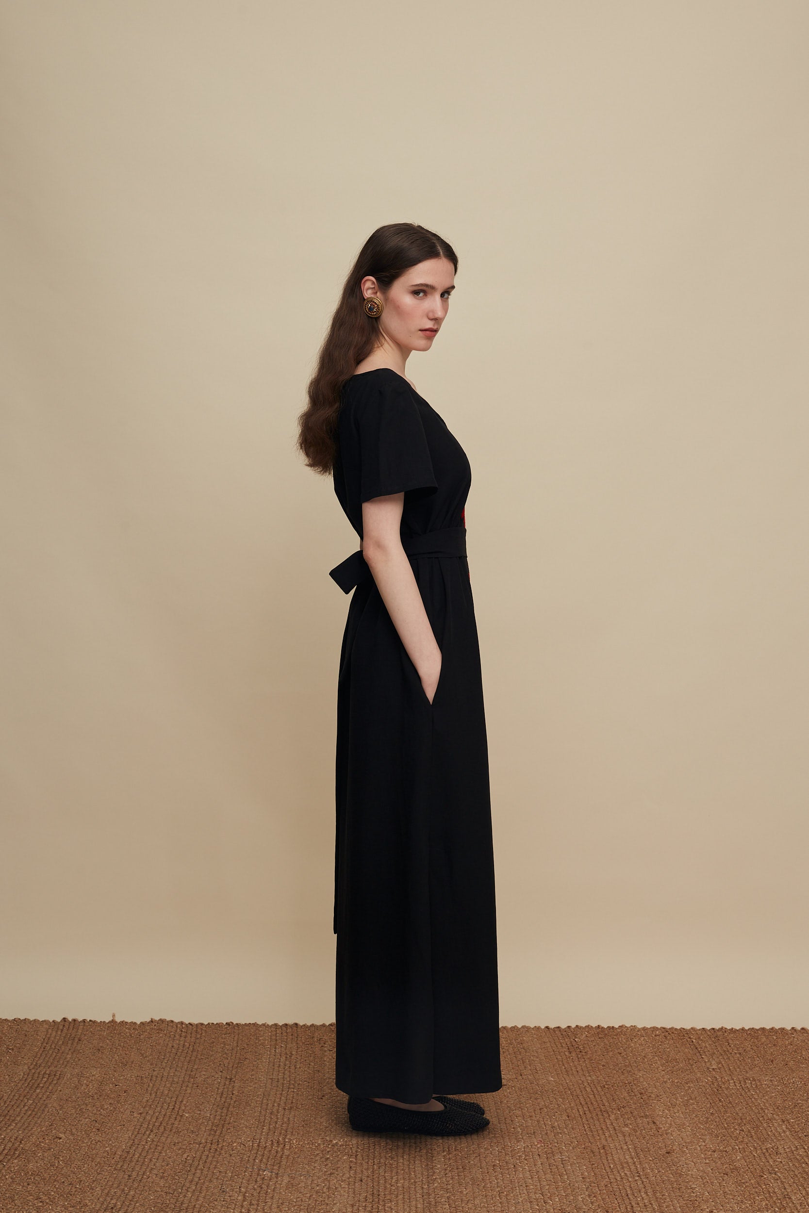 MALEVIZION MAXI DRESS (BLACK EMBROIDERED)