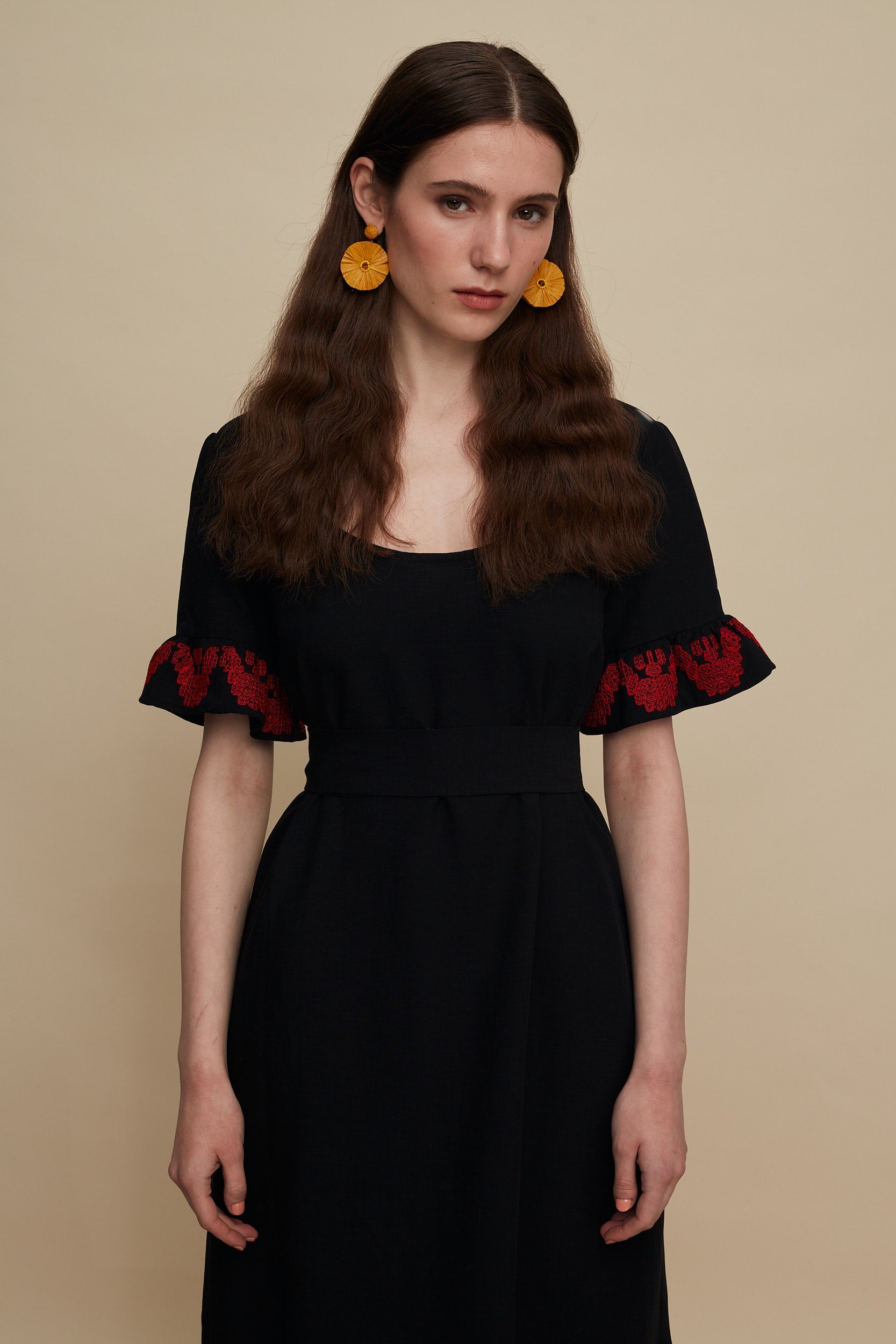 MESOCHORI MAXI DRESS (BLACK EMBROIDERED)