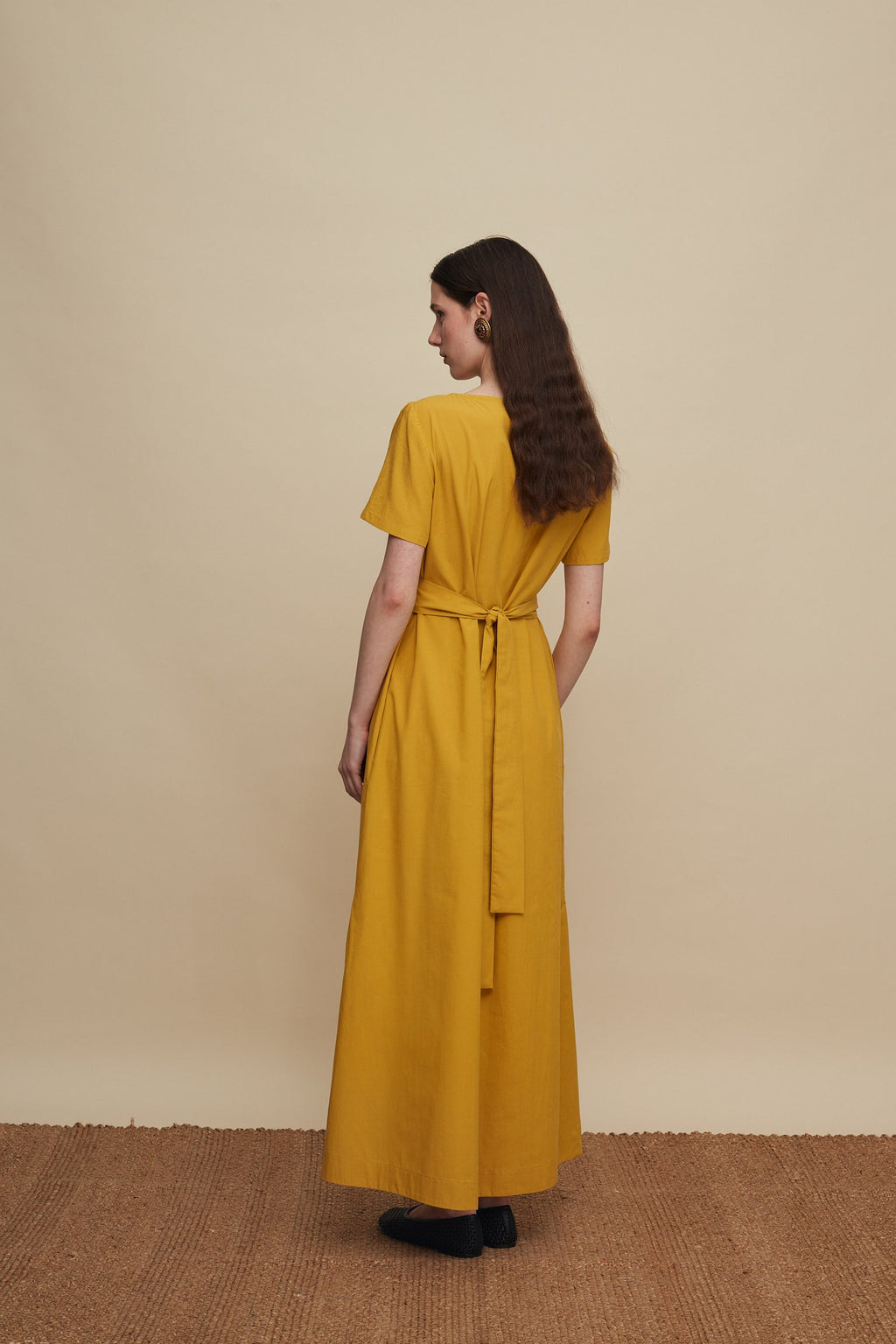 MALEVIZION MAXI DRESS (MUSTARD EMBROIDERED)