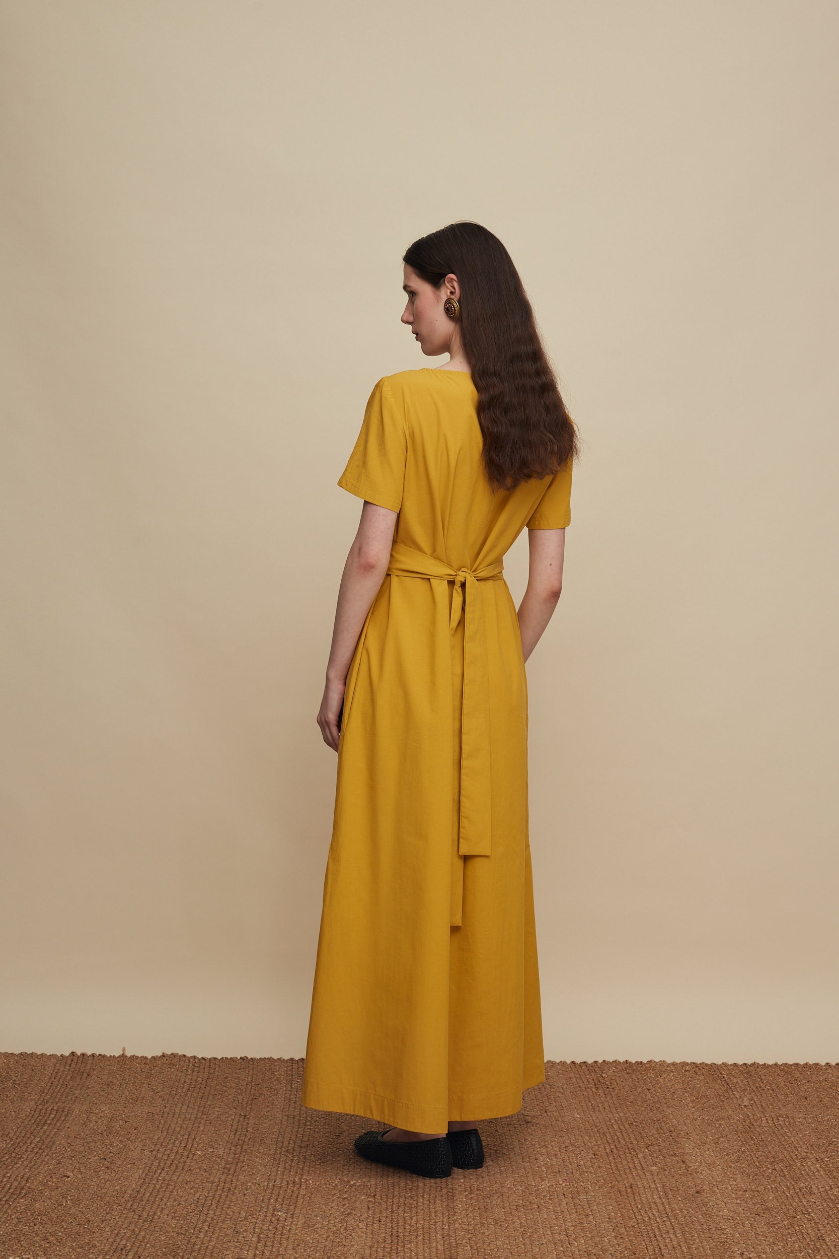 MALEVIZION MAXI DRESS (MUSTARD EMBROIDERED)