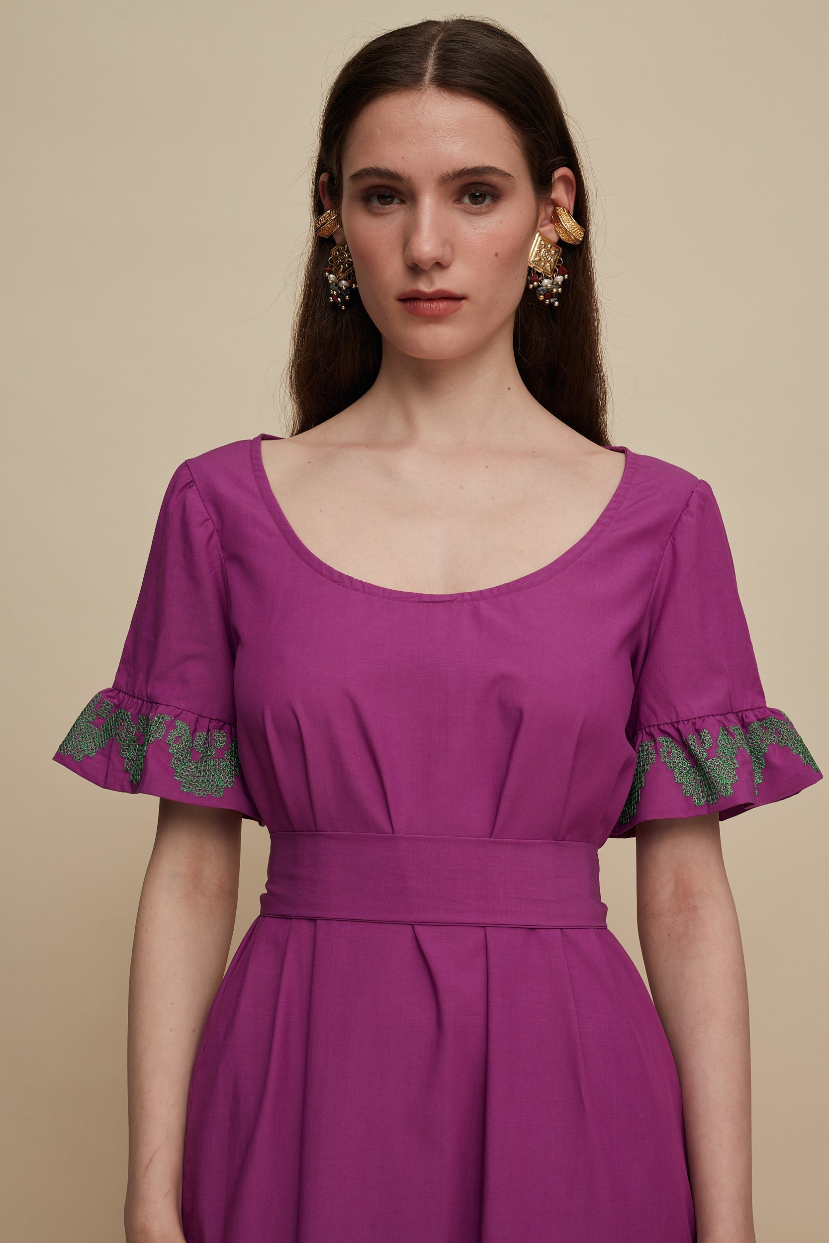MESOCHORI MAXI DRESS (PURPLE EMBROIDERED)