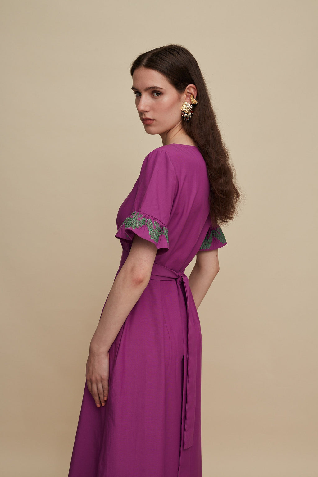 MESOCHORI MAXI DRESS (PURPLE EMBROIDERED)