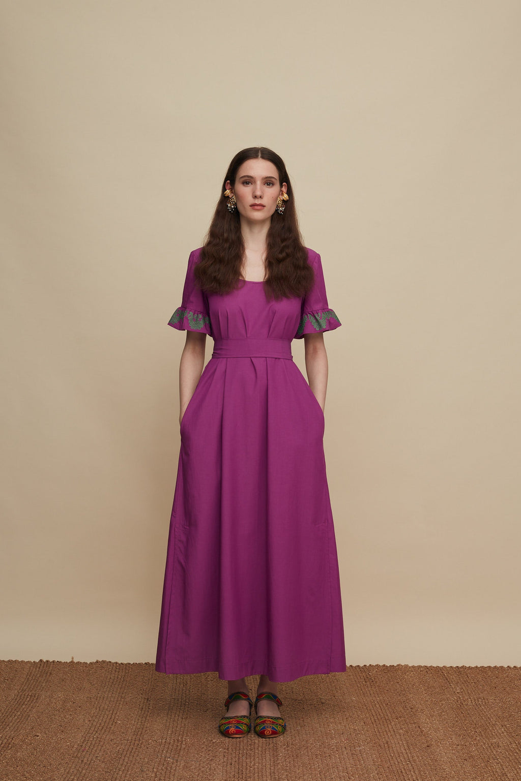 MESOCHORI MAXI DRESS (PURPLE EMBROIDERED)