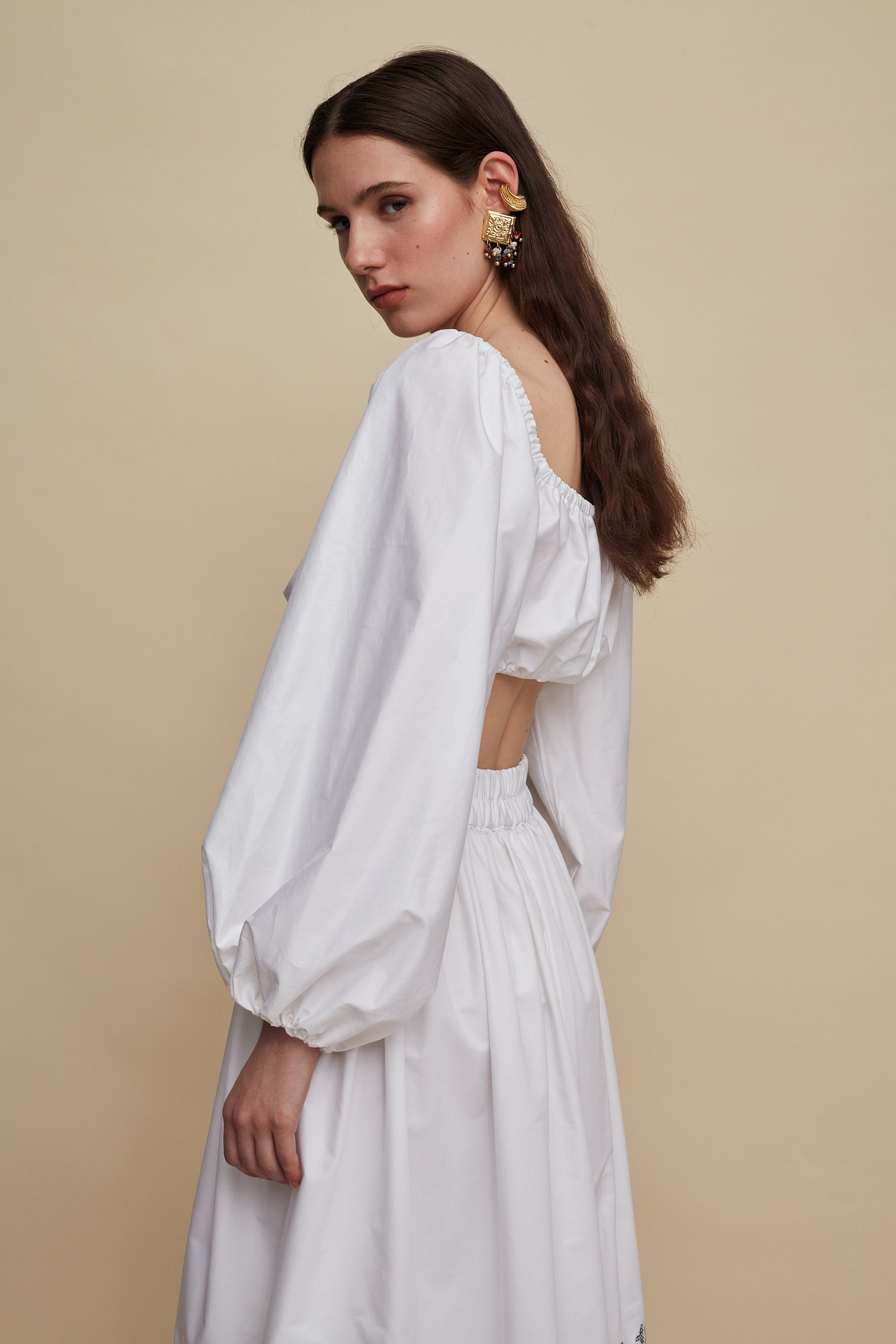 AMNISOS MAXI SKIRT (WHITE EMBROIDERED)