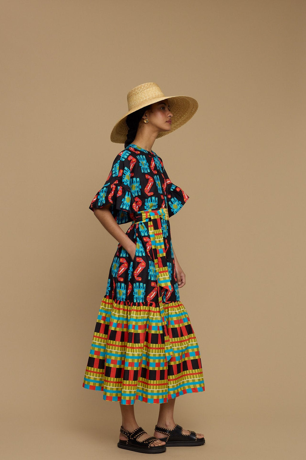 MAXI DRESS NAXOS (NAXOS CUSHION MULTI BLACK PRINT)