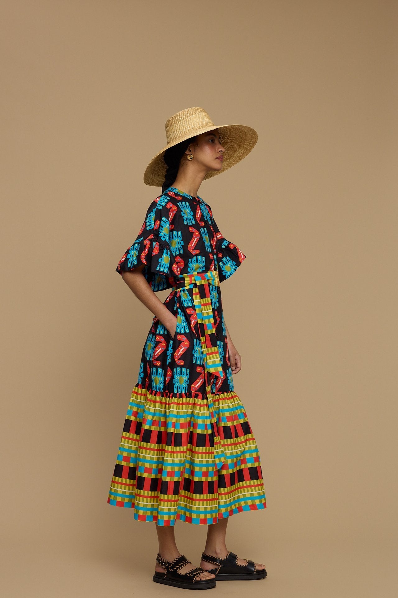 MAXI DRESS NAXOS (NAXOS CUSHION MULTI BLACK PRINT)