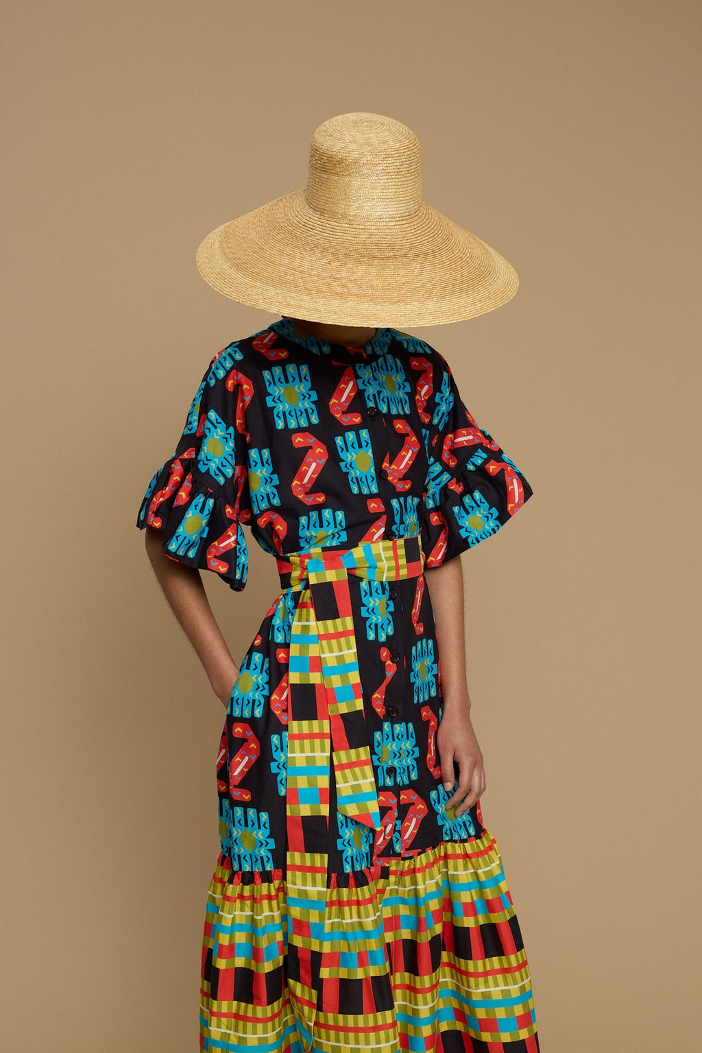 MAXI DRESS NAXOS (NAXOS CUSHION MULTI BLACK PRINT)
