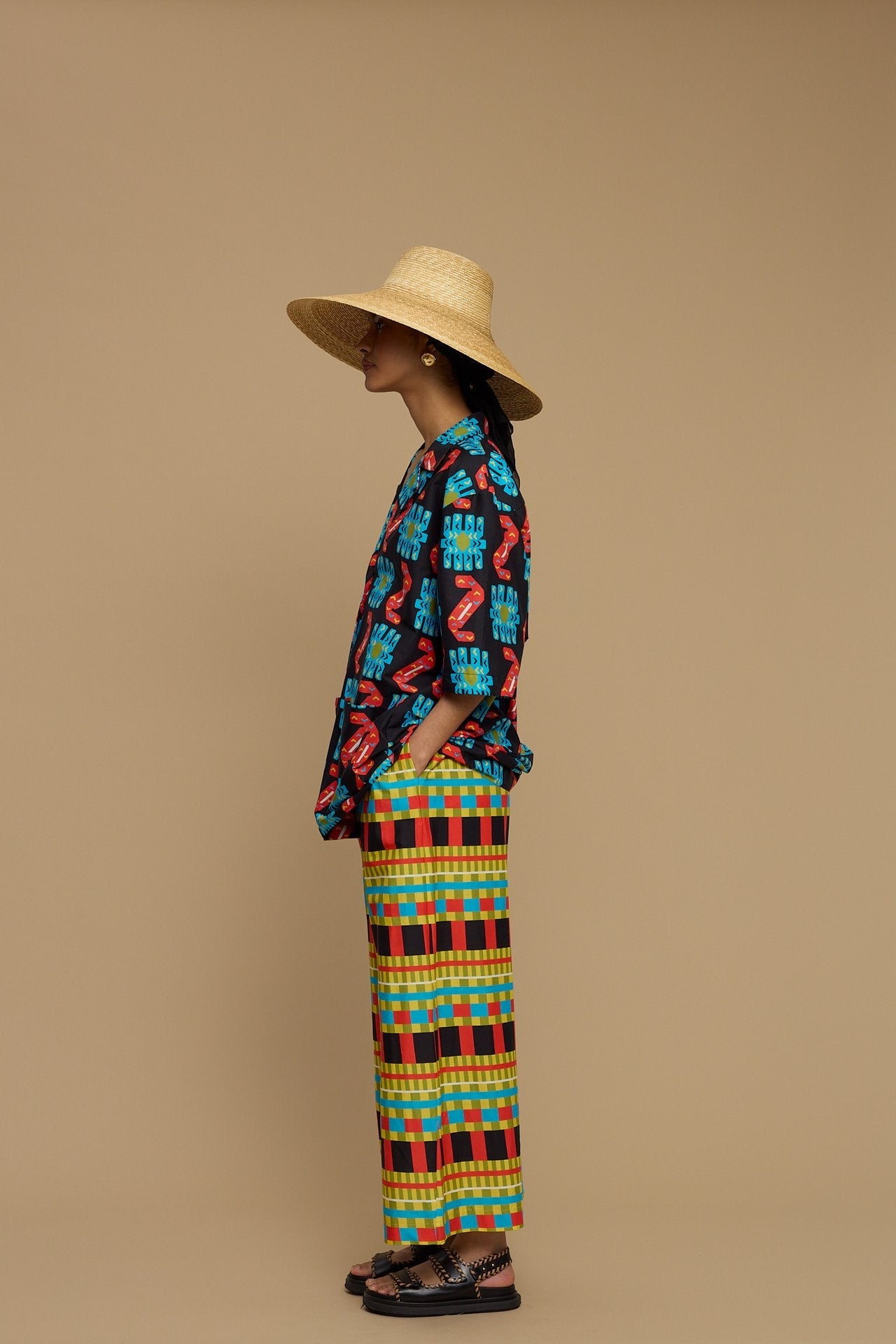 PANTS KOUFONISI (NAXOS CUSHION MULTI BLACK PRINT)