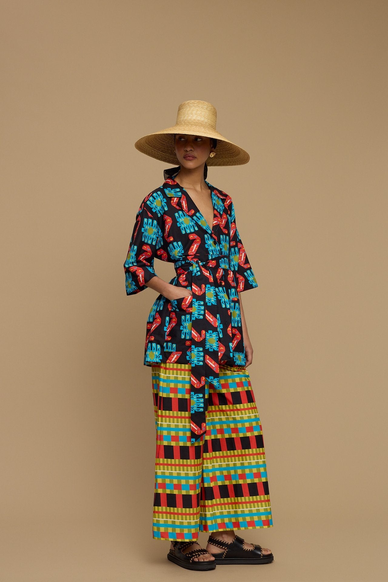 PANTS KOUFONISI (NAXOS CUSHION MULTI BLACK PRINT)