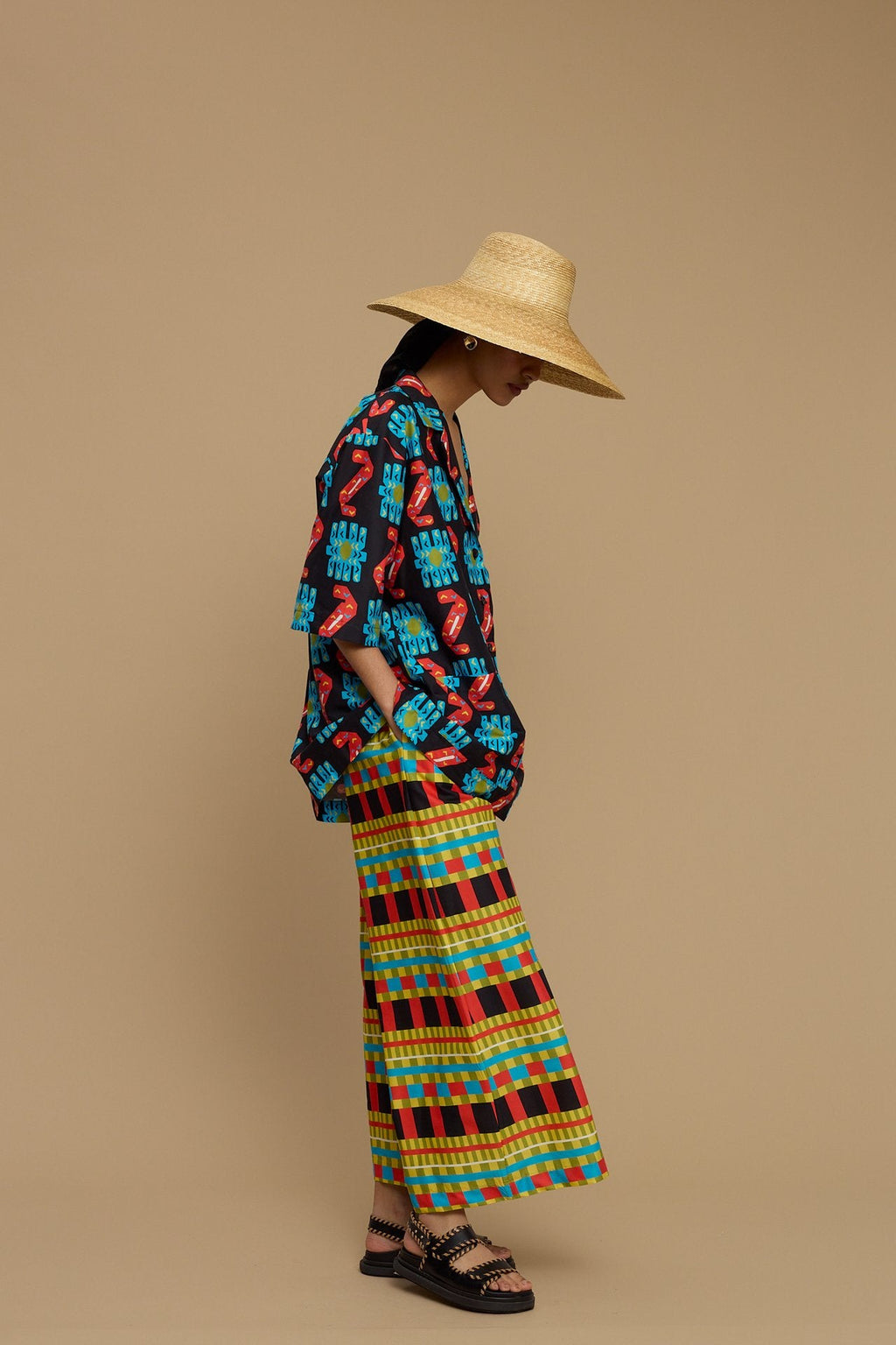 PANTS KOUFONISI (NAXOS CUSHION MULTI BLACK PRINT)