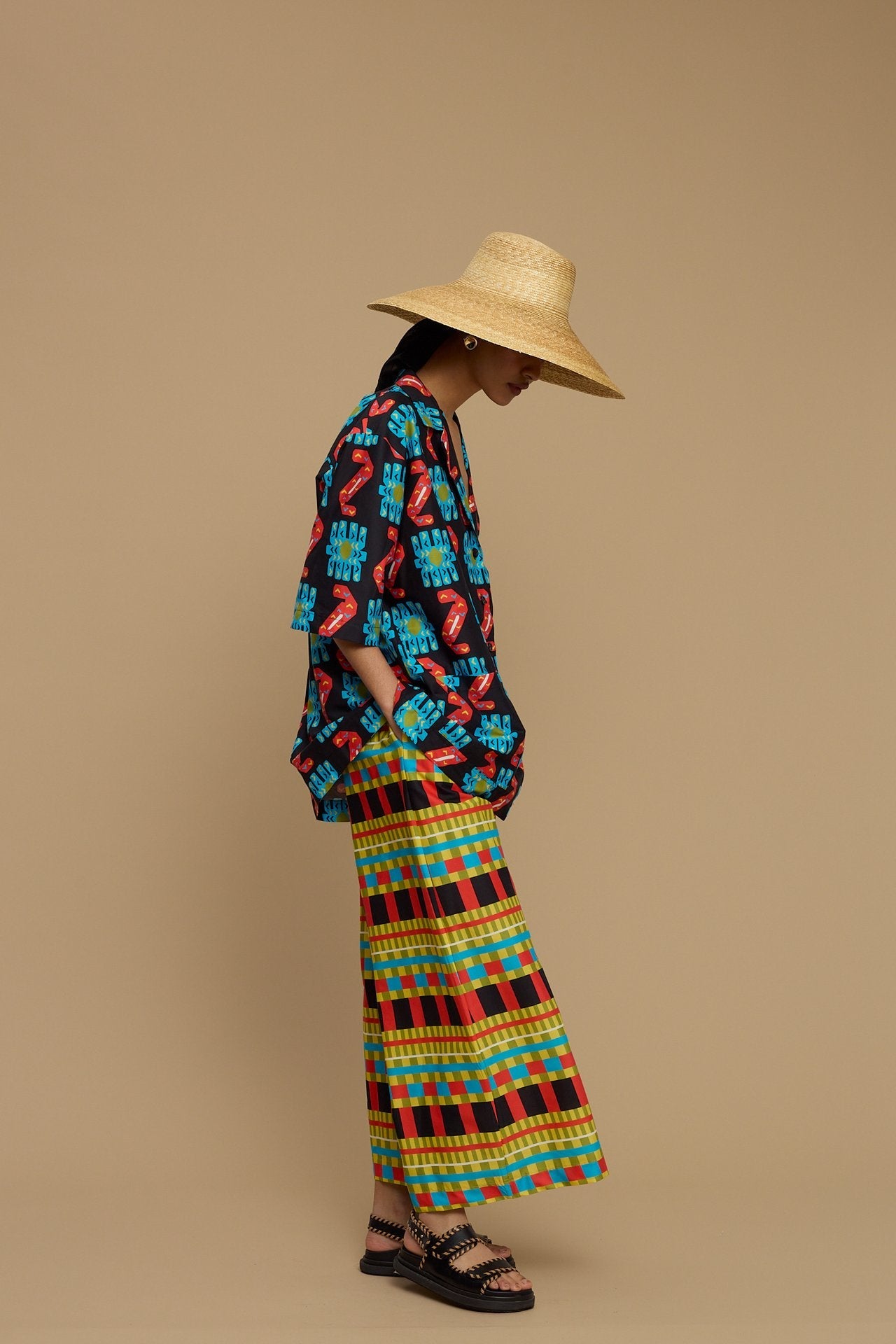 PANTS KOUFONISI (NAXOS CUSHION MULTI BLACK PRINT)