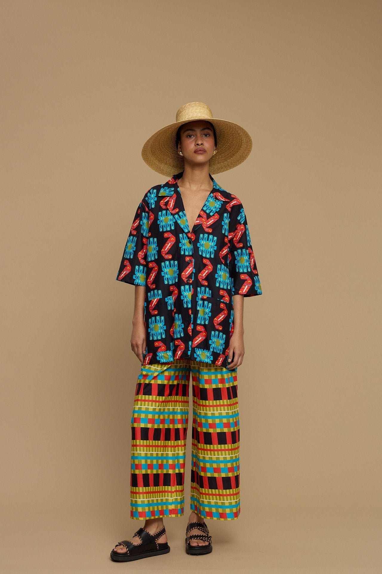 PANTS KOUFONISI (NAXOS CUSHION MULTI BLACK PRINT)