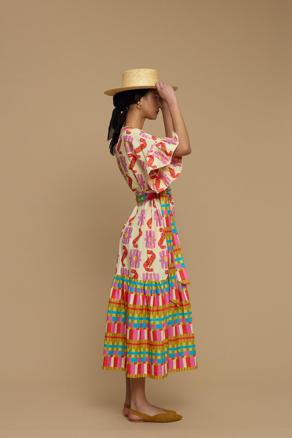 MAXI DRESS NAXOS (NAXOS CUSHION MULTI BEIGE PRINT)